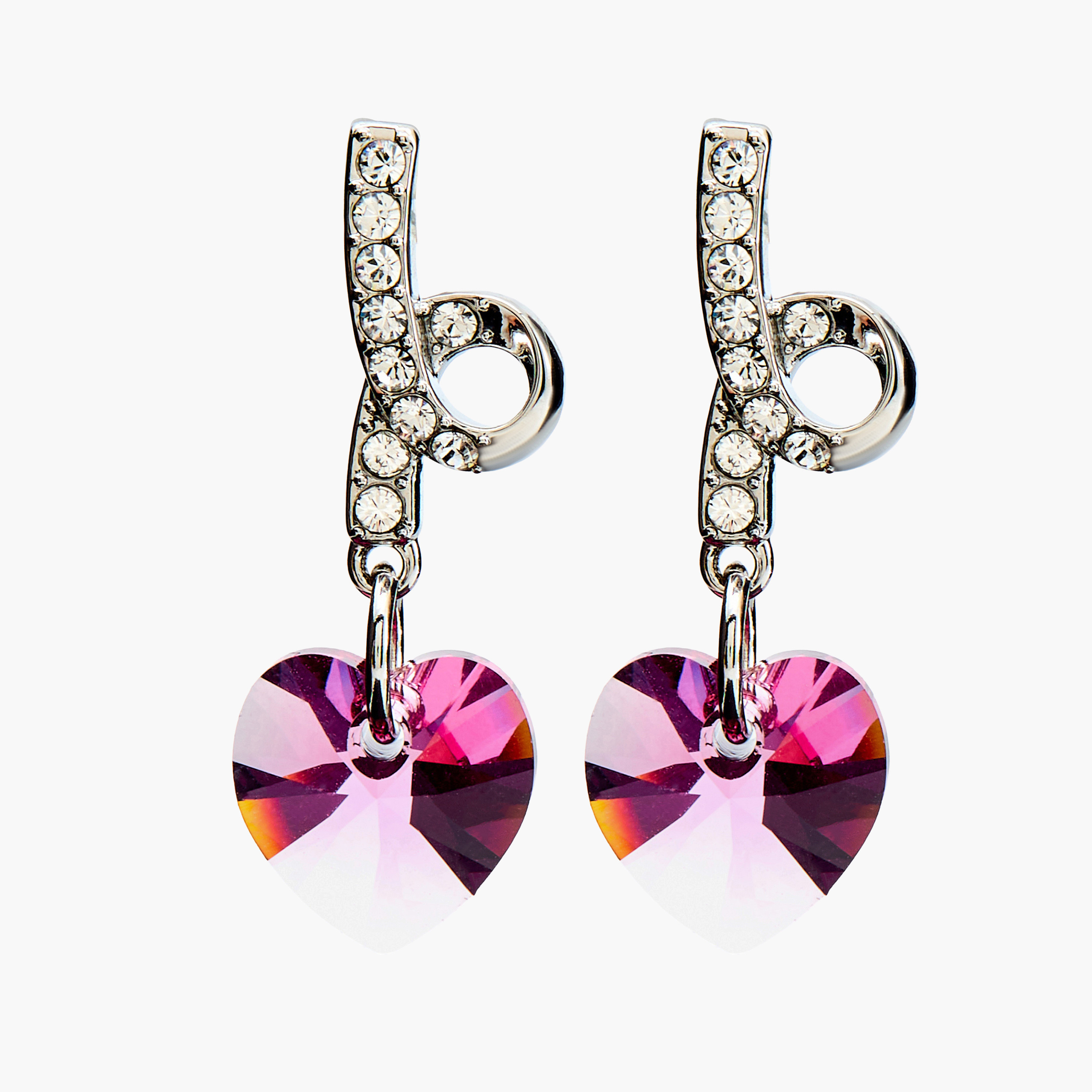 Embellished Heart Drop Earrings with Pushback Closure-women-watchesandjewellery-jewellery-earrings-image-1