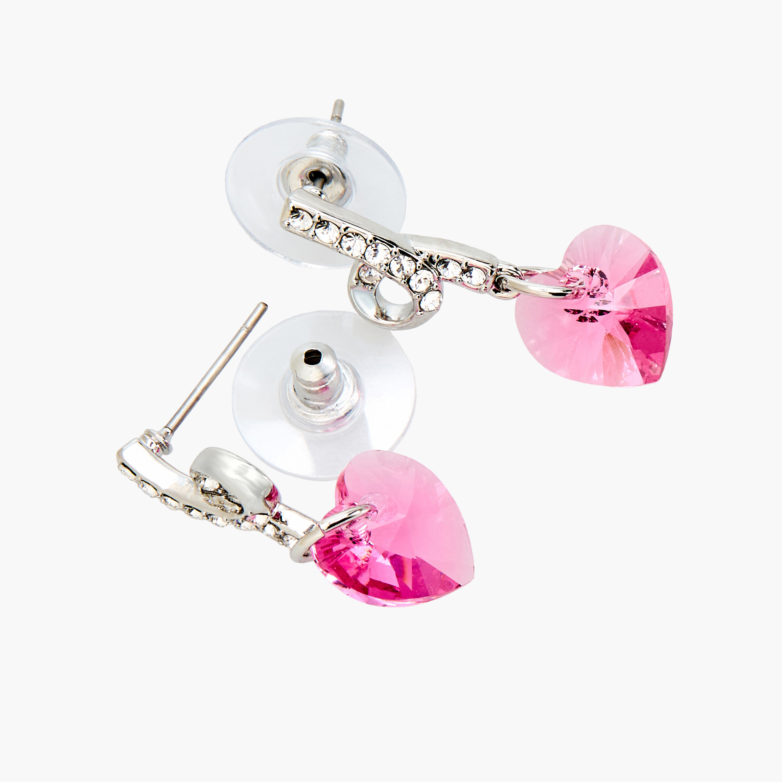 Embellished Heart Drop Earrings with Pushback Closure-women-watchesandjewellery-jewellery-earrings-image-3
