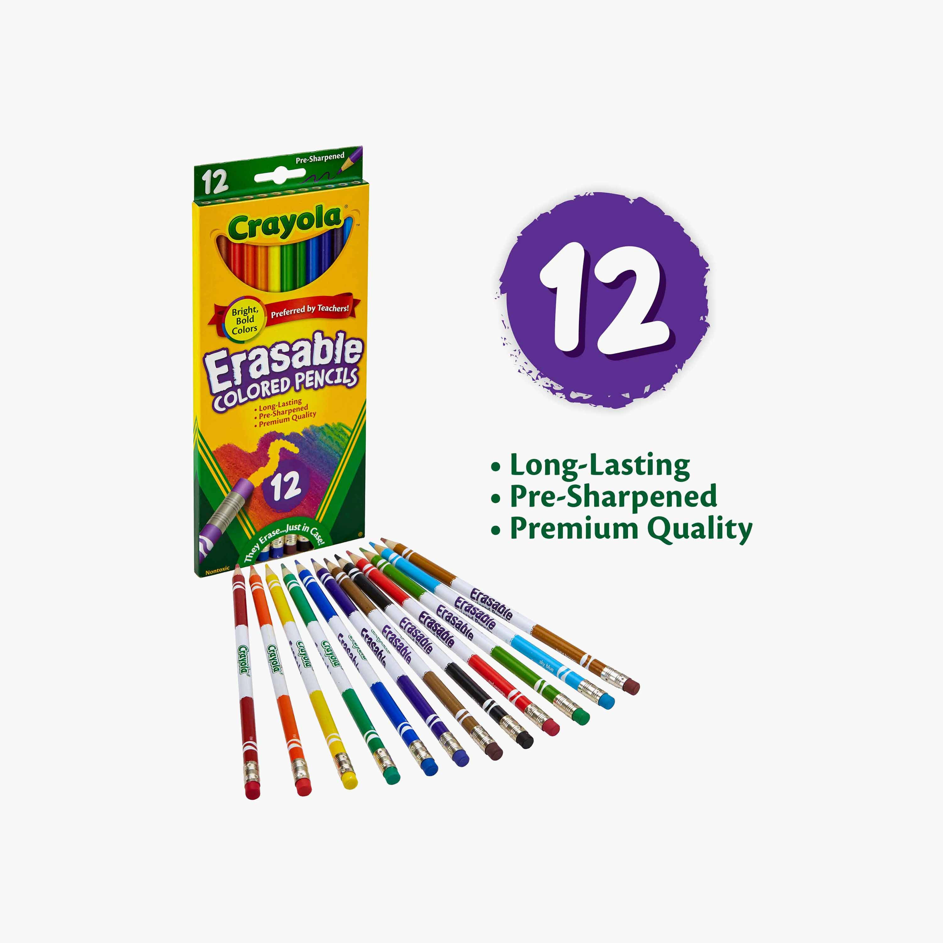 أقلام تلوين خشبية قابلة للمسح 12 قطعة من كرايولا-school-stationery-pensandpencils-image-7