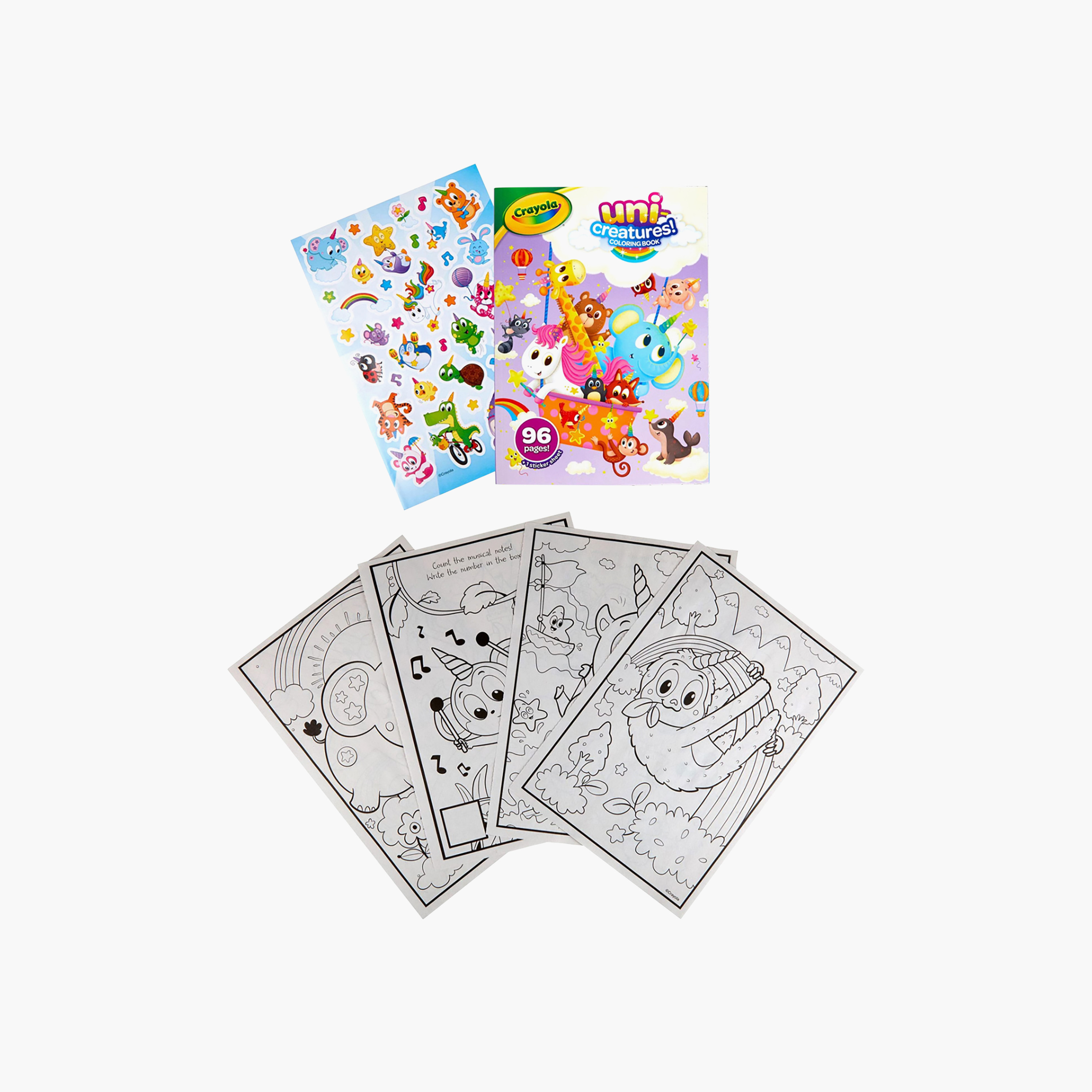 Crayola 96-Piece Uni-Creatures Colouring Pages & Stickers Sheet-school-artsandcrafts-image-1