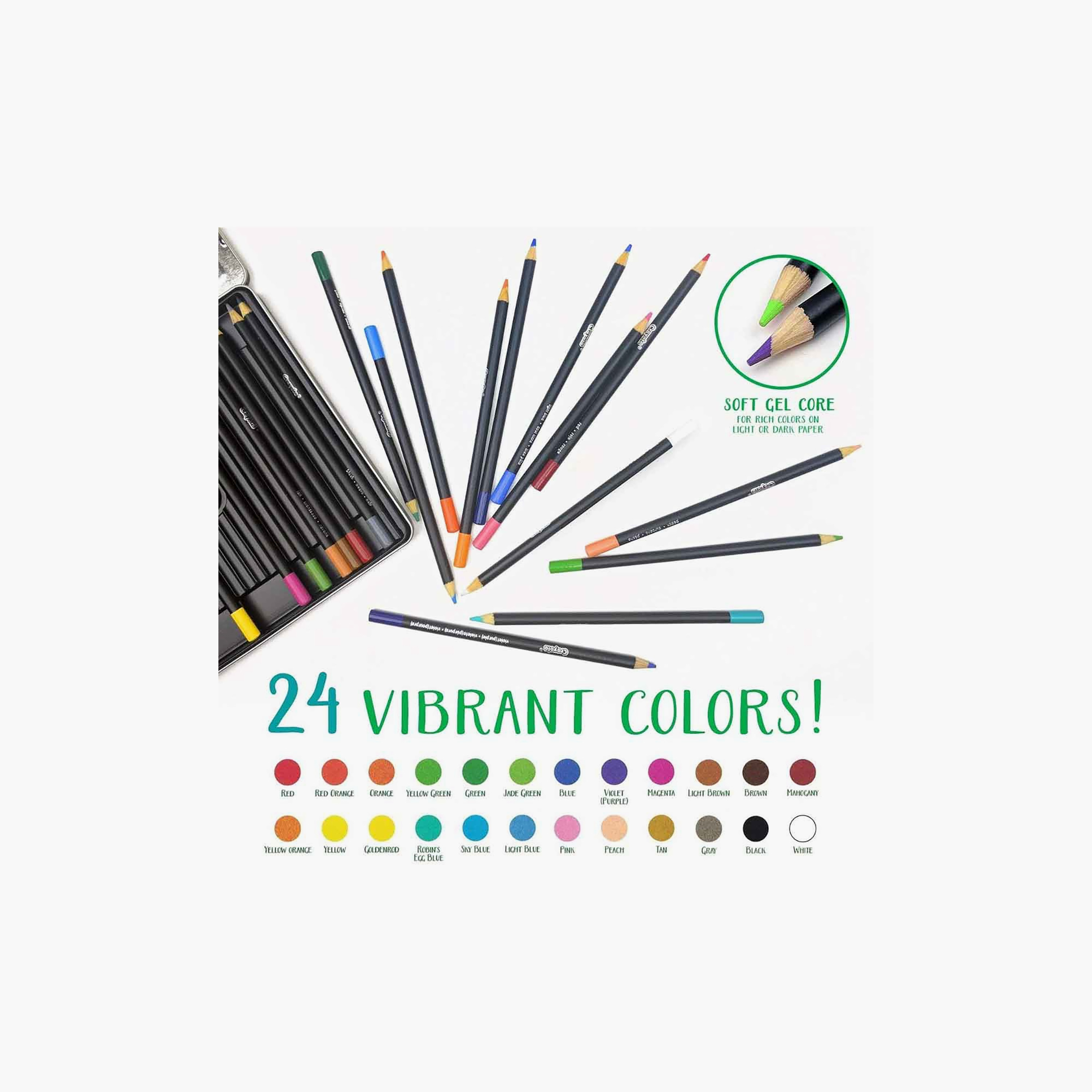 أقلام تلوين خشبية للتظليل والدمج مع علبة تخزين معدنية مزخرفة 24 قطعة من كرايولا-school-stationery-pensandpencils-image-4
