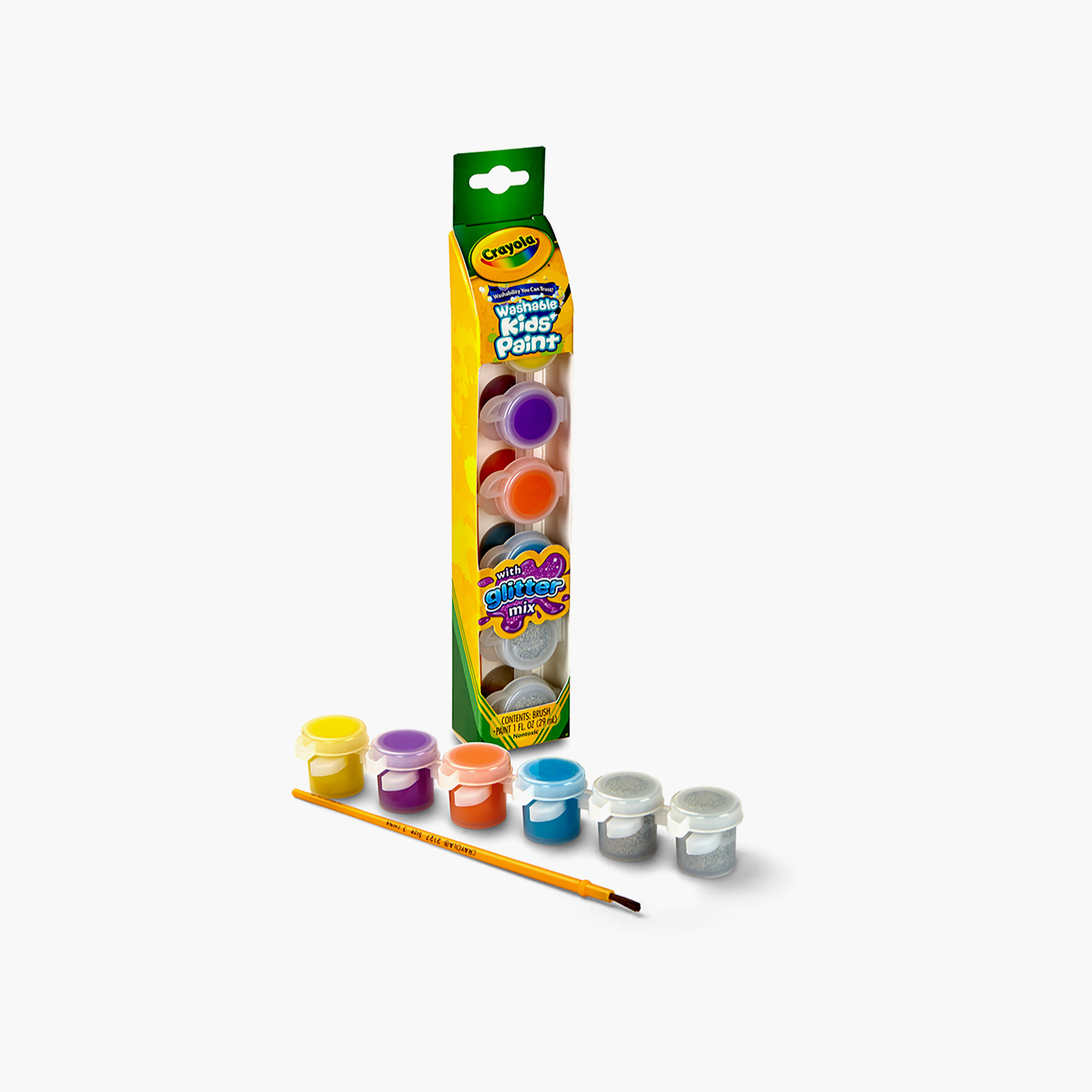 Crayola 6-Piece Glitter Mix Washable Paint Pots with Brush-school-artsandcrafts-image-2