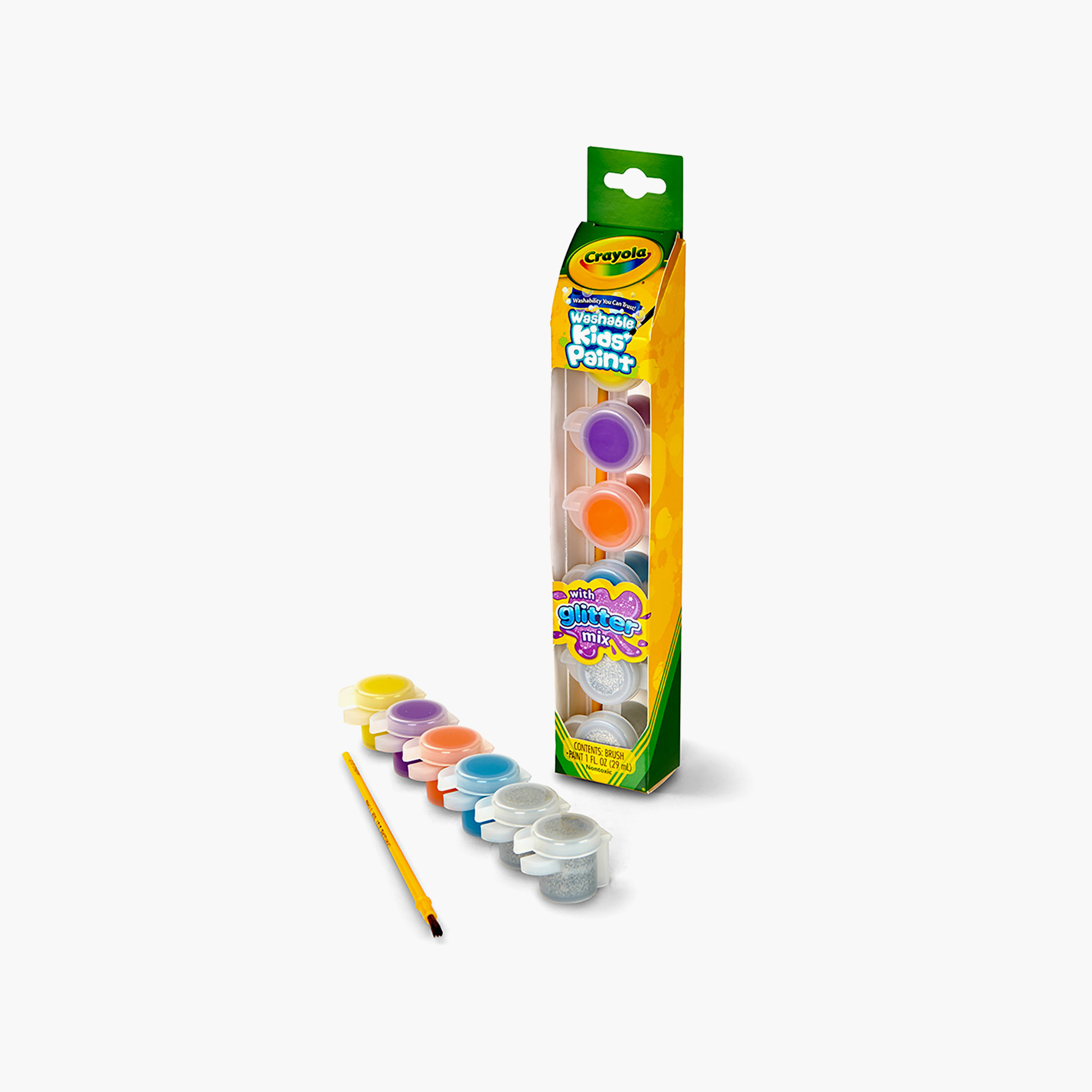 Crayola 6-Piece Glitter Mix Washable Paint Pots with Brush-school-artsandcrafts-image-3