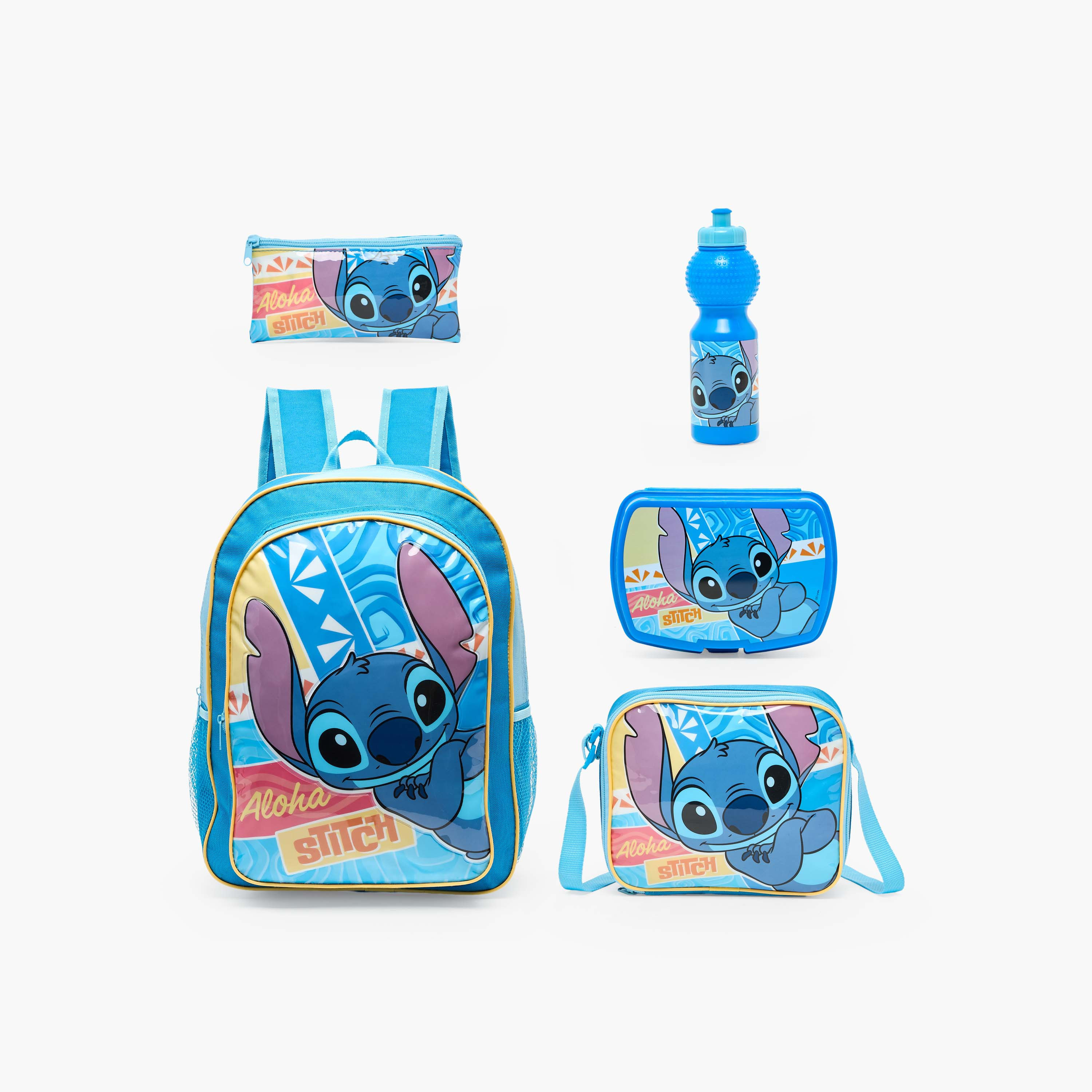 Disney Stitch Print Backpack 5-Piece School Bag Set for Kids 5-8 Years with Pencil Pouch-school-bagsandbackpacks-backpacks-image-2