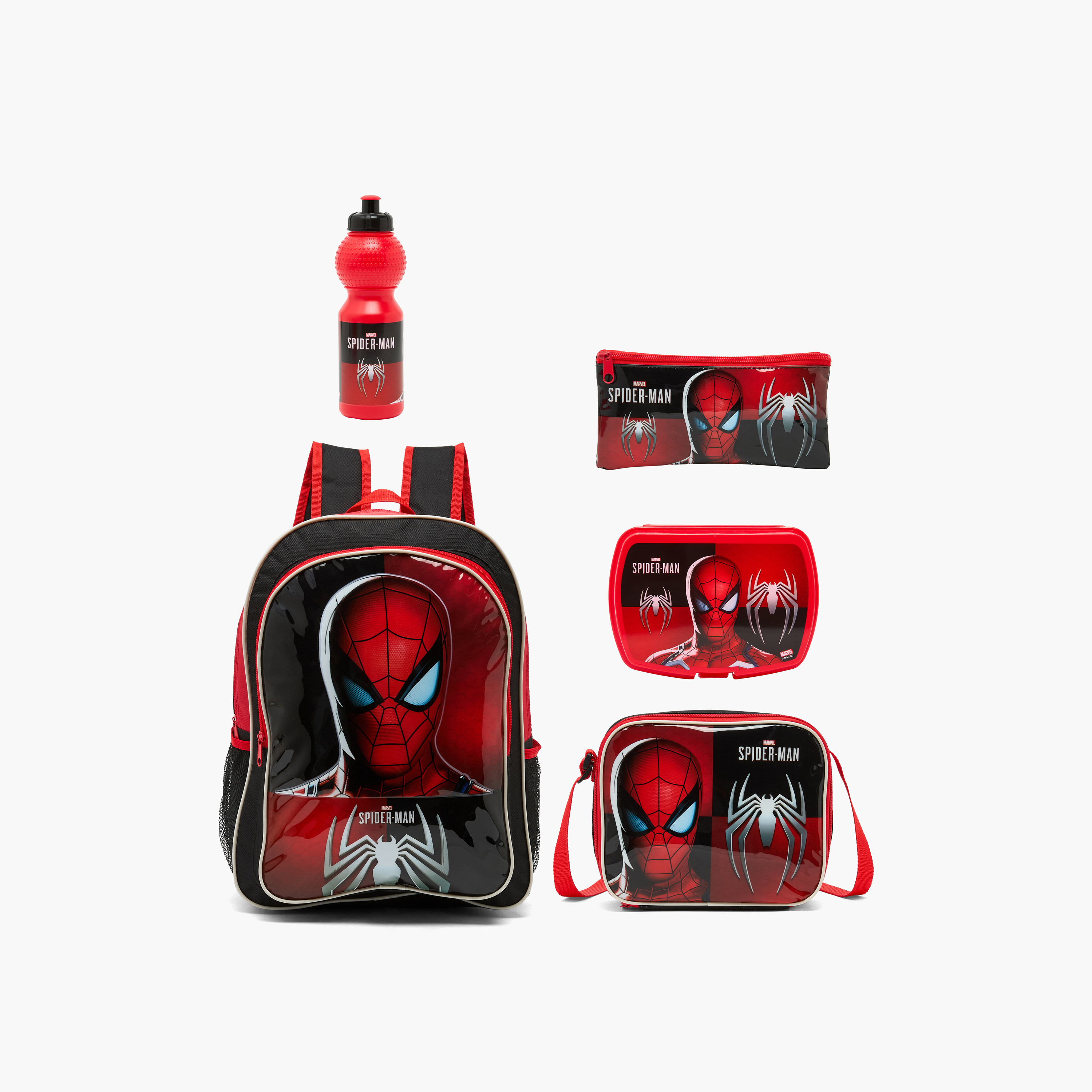 طقم شنطة ظهر مدرسية ومقلمة 5 قطع بطبعات سبايدرمان للأولاد بعمر 5-8 سنوات-school-bagsandbackpacks-backpacks-image-2