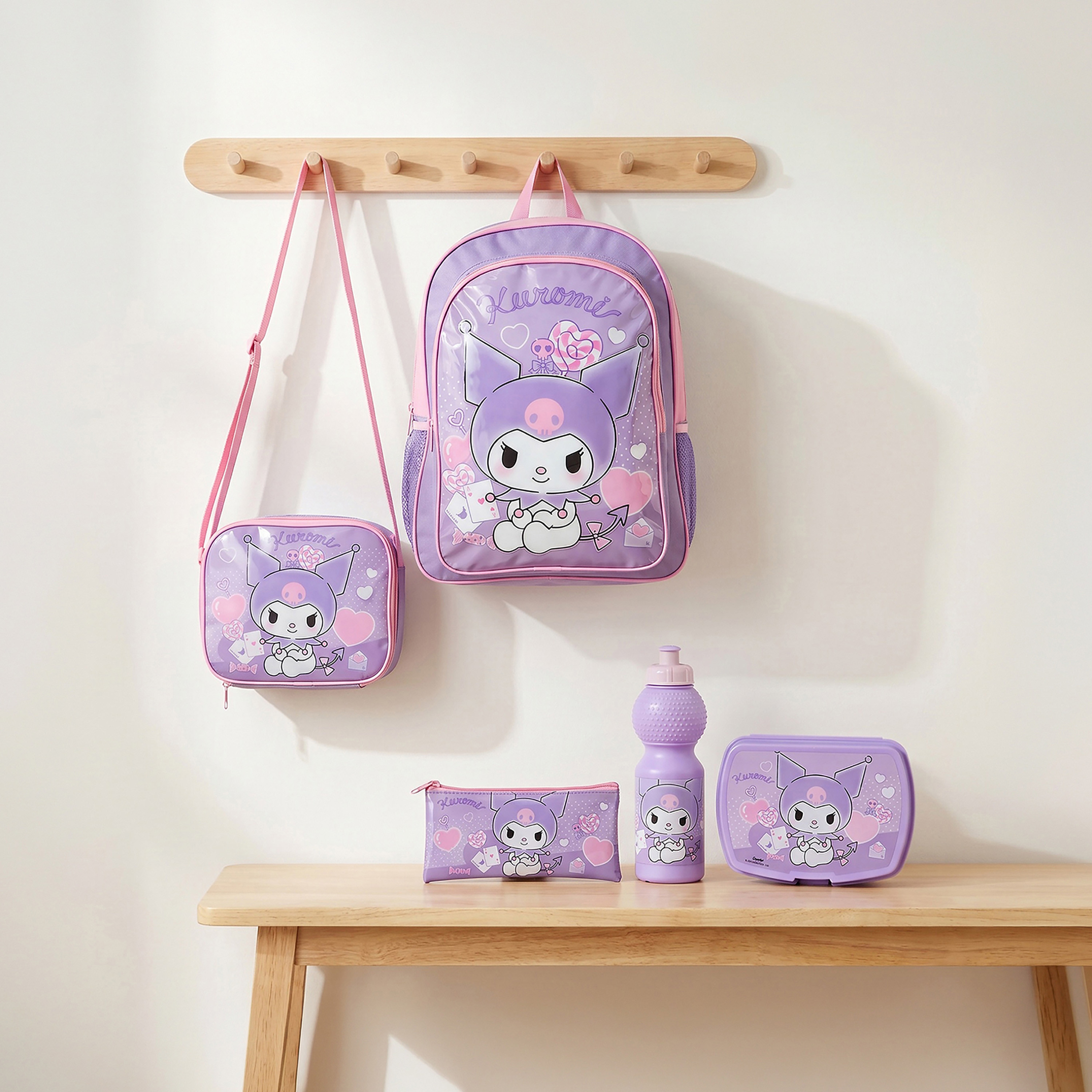 Sanrio Kuromi Print Backpack 5-Piece School Bag Set for Girls 5-8 Years with Pencil Pouch-school-bagsandbackpacks-backpacks-image-1
