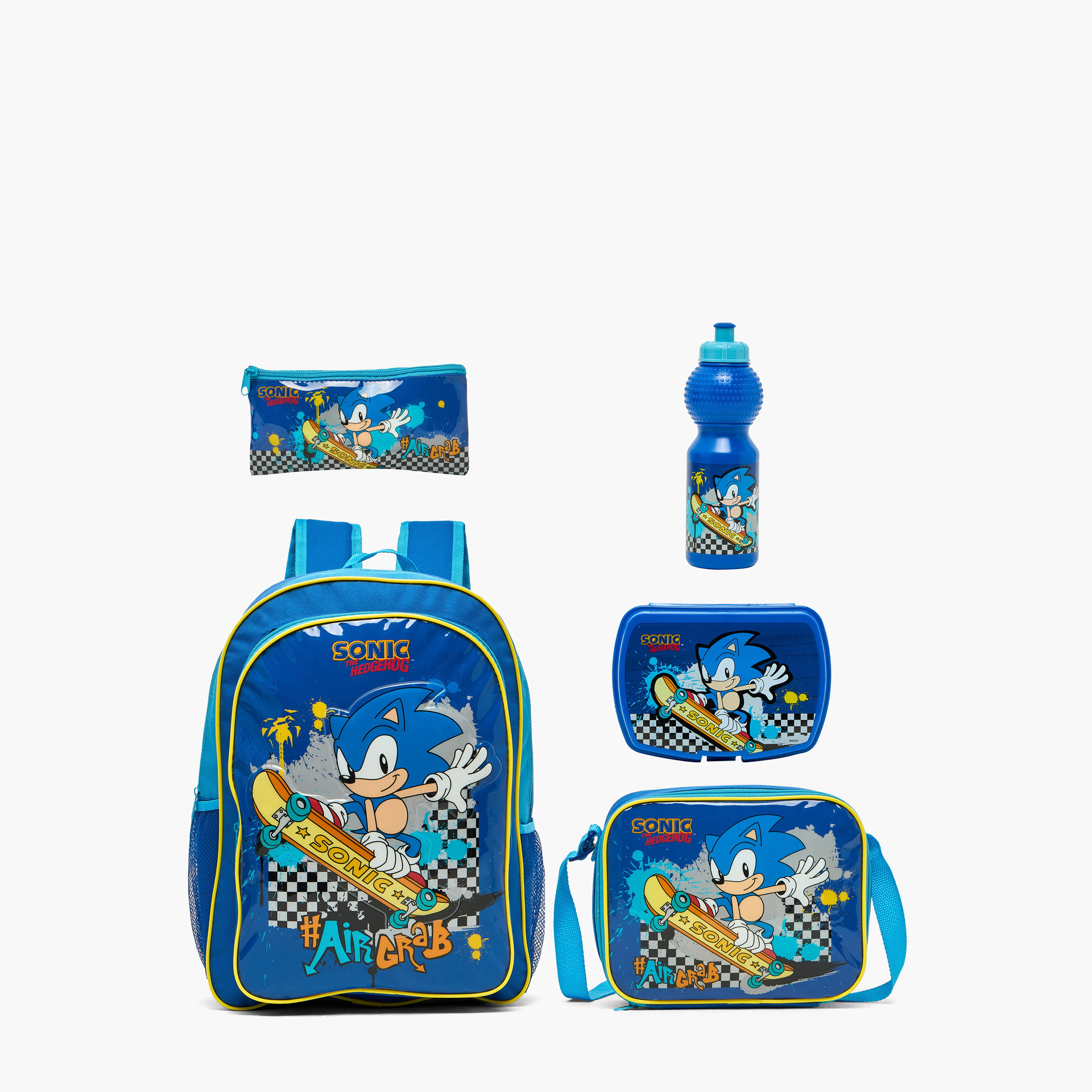 Sonic the Hedgehog Print Backpack 5-Piece School Bag Set for Boys 5-8 Years with Pencil Pouch-school-bagsandbackpacks-backpacks-image-2