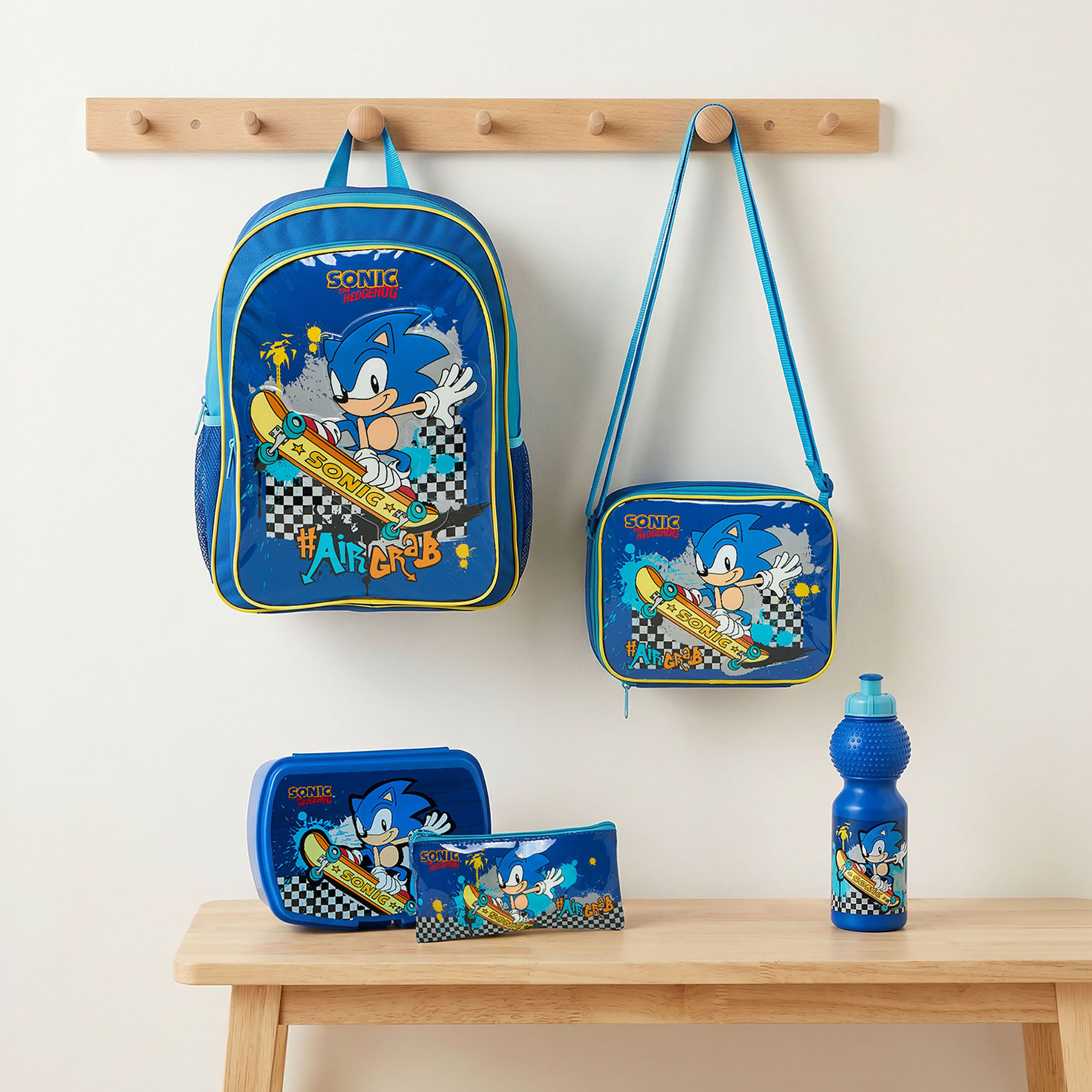 Sonic the Hedgehog Print Backpack 5-Piece School Bag Set for Boys 5-8 Years with Pencil Pouch-school-bagsandbackpacks-backpacks-image-1