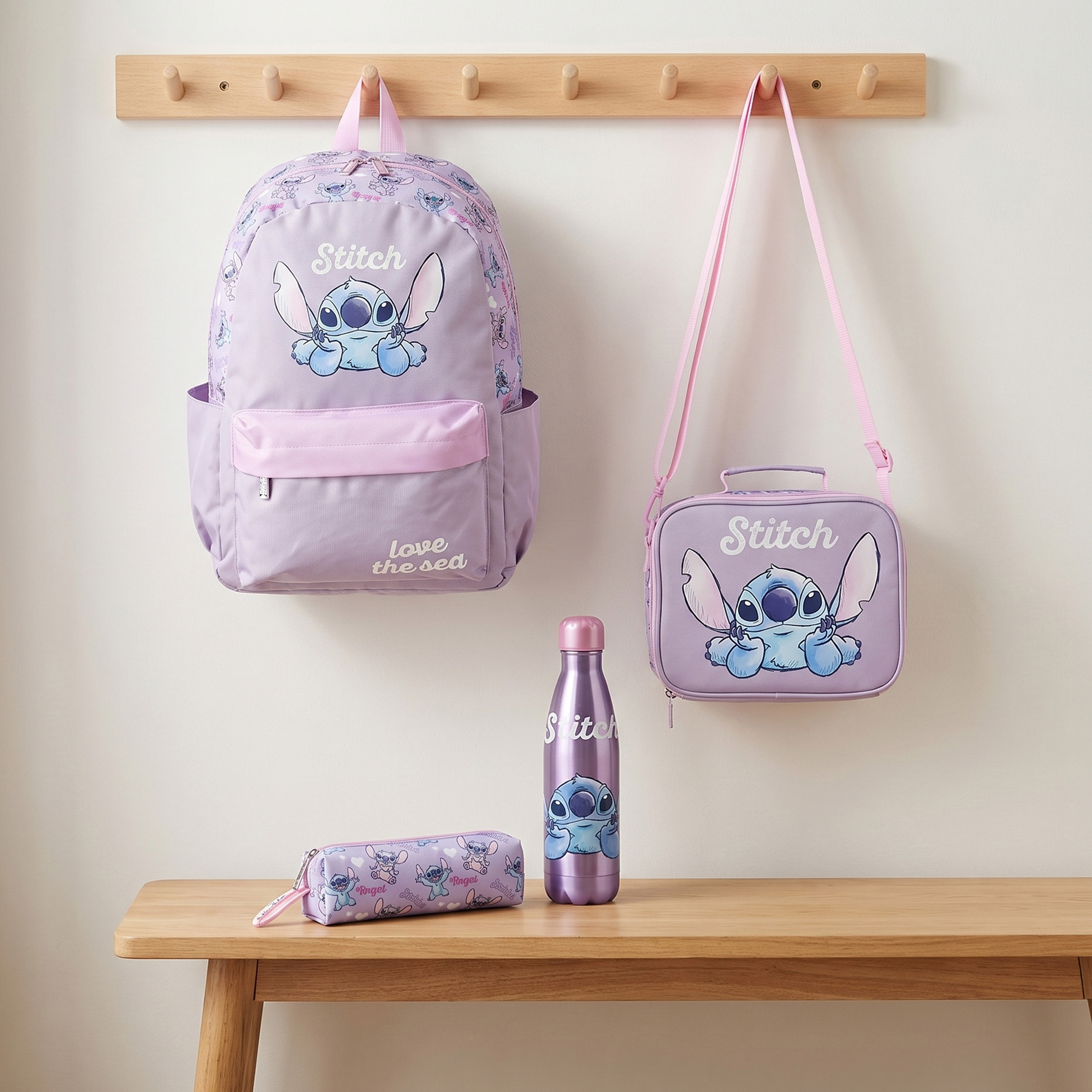 Stitch Print Backpack 4-Piece School Bag Set for Kids 5-8 Years with Pencil Pouch-school-bagsandbackpacks-backpacks-image-1