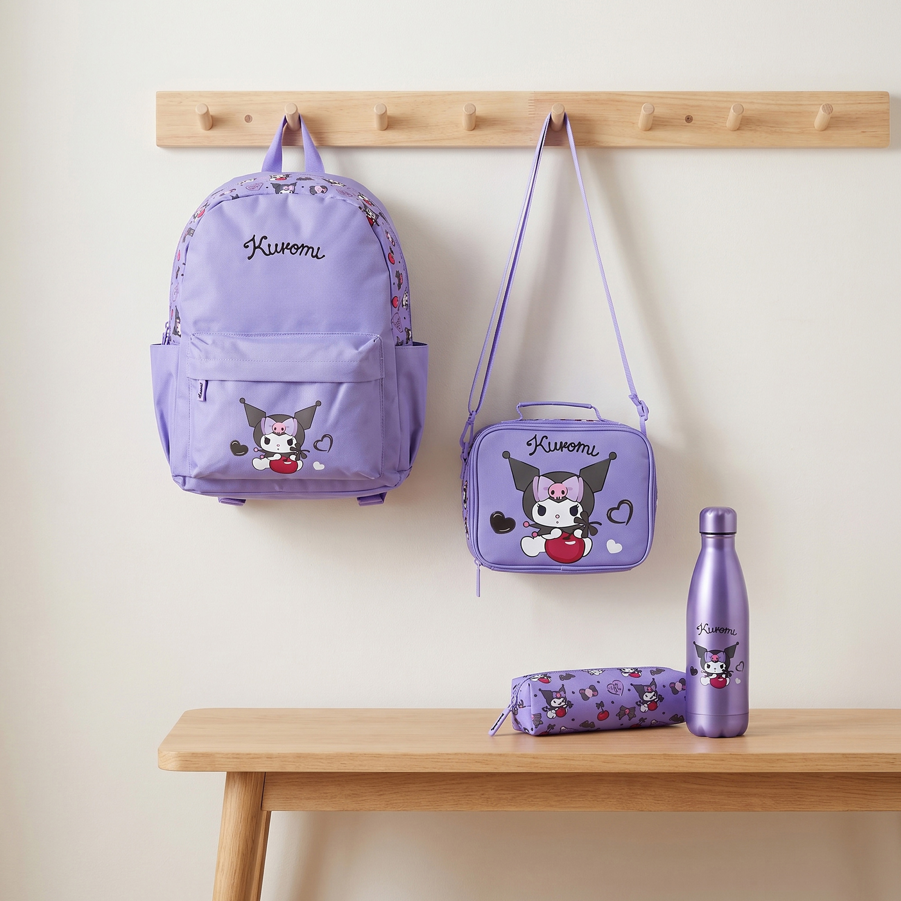 Kuromi Printed 4-Piece School Bag Set for Girls 5-8 Years with Lunch Bag and Pencil Pouch-school-bagsandbackpacks-backpacks-image-1