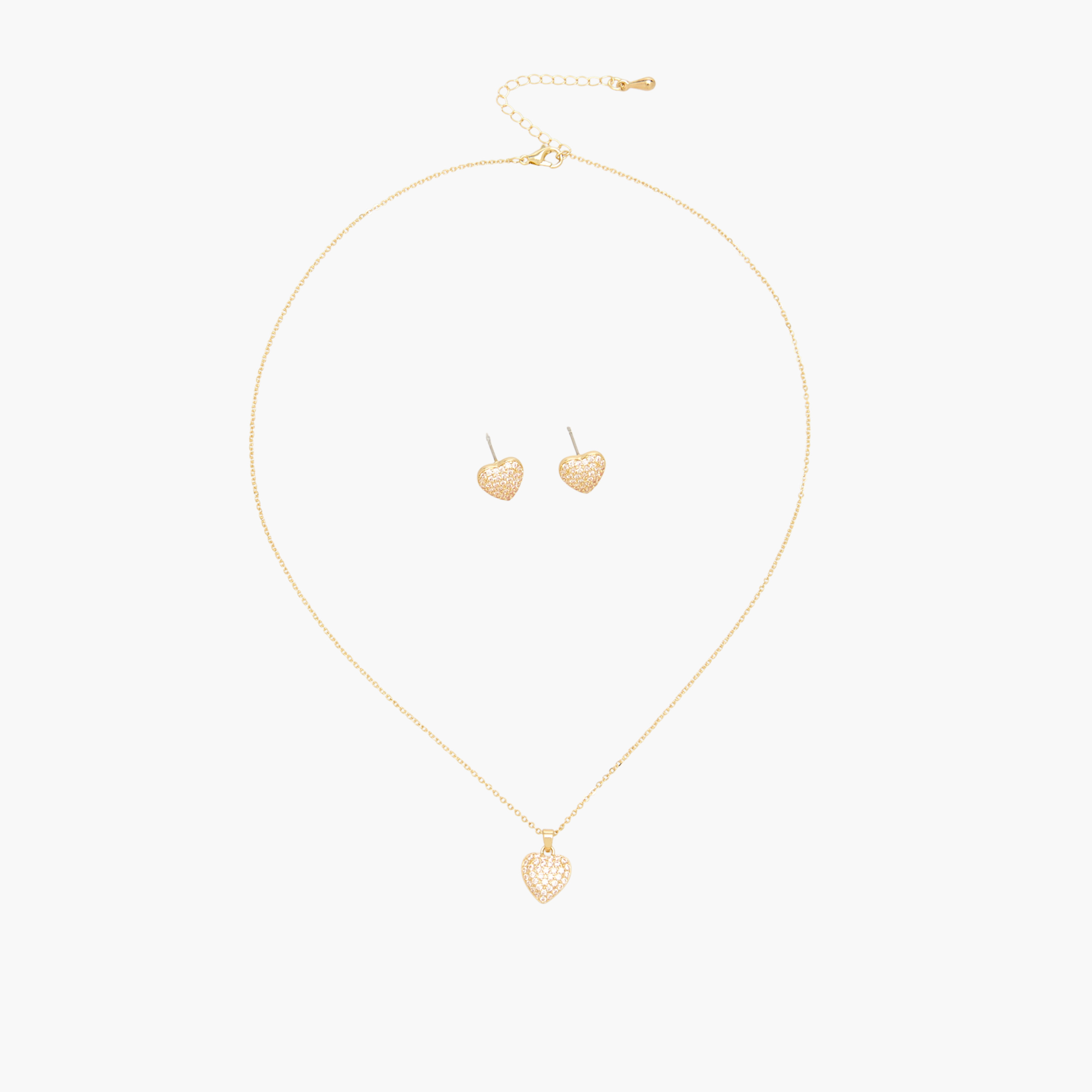 طقم عقد وحلقان بدلاية قلب مزينة - قطعتين-girls-accessories-jewellery-image-1