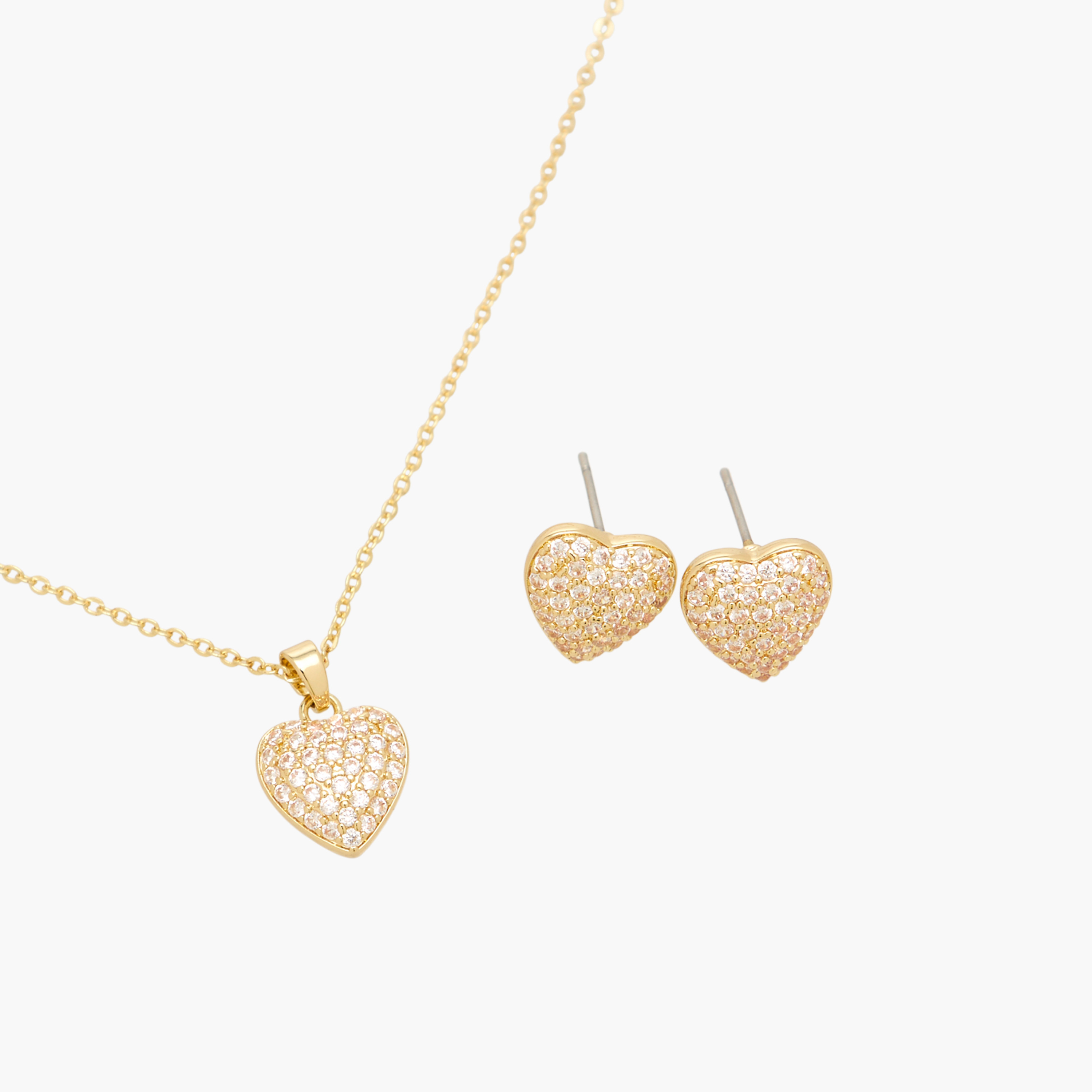 طقم عقد وحلقان بدلاية قلب مزينة - قطعتين-girls-accessories-jewellery-image-3