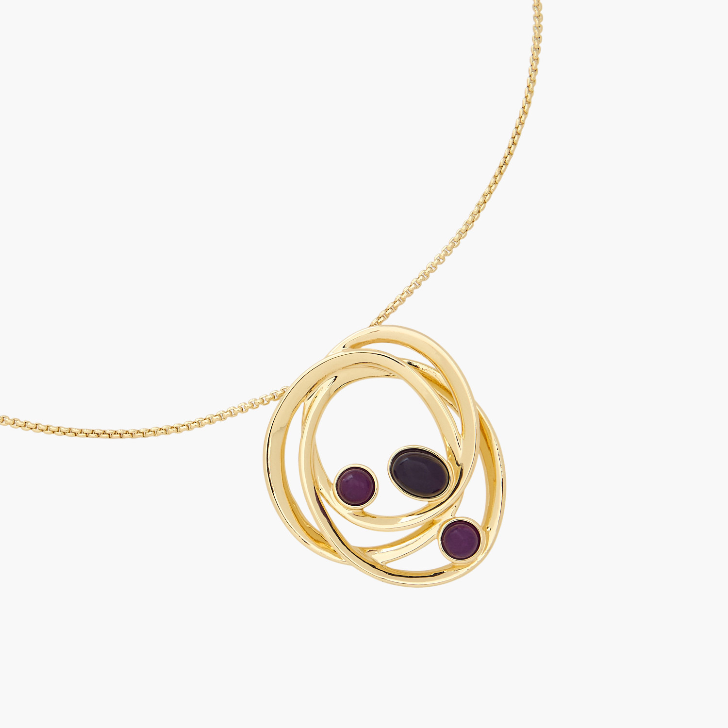 Gold Tone Pendant Necklace with Amythest Stone Embellishment-women-watchesandjewellery-jewellery-necklacesandpendants-image-2