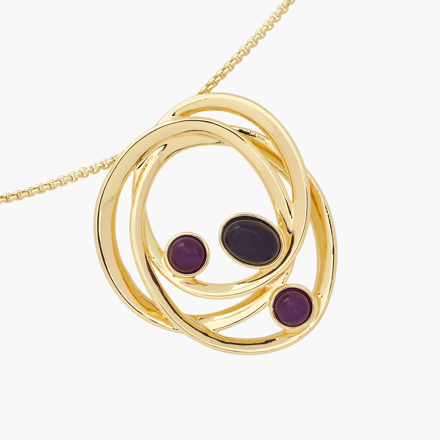 Gold Tone Pendant Necklace with Amythest Stone Embellishment-women-watchesandjewellery-jewellery-necklacesandpendants-image-3