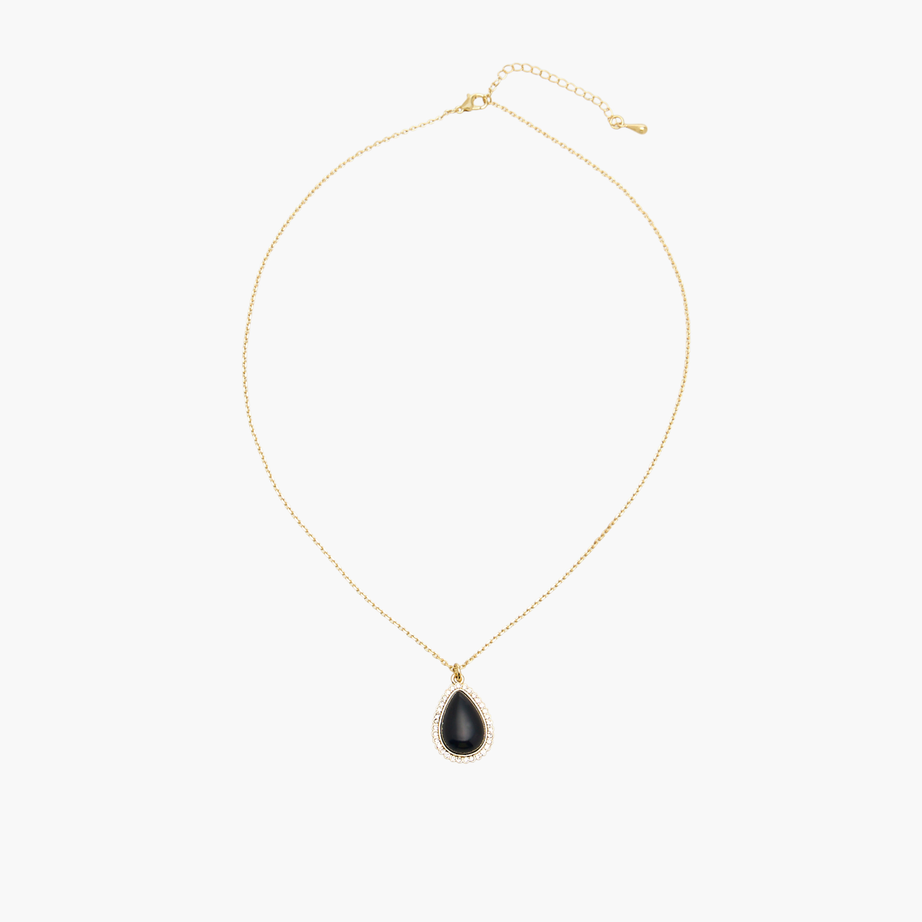 Gold Tone Necklace with Embellished Teardrop Pendant-women-watchesandjewellery-jewellery-necklacesandpendants-image-1