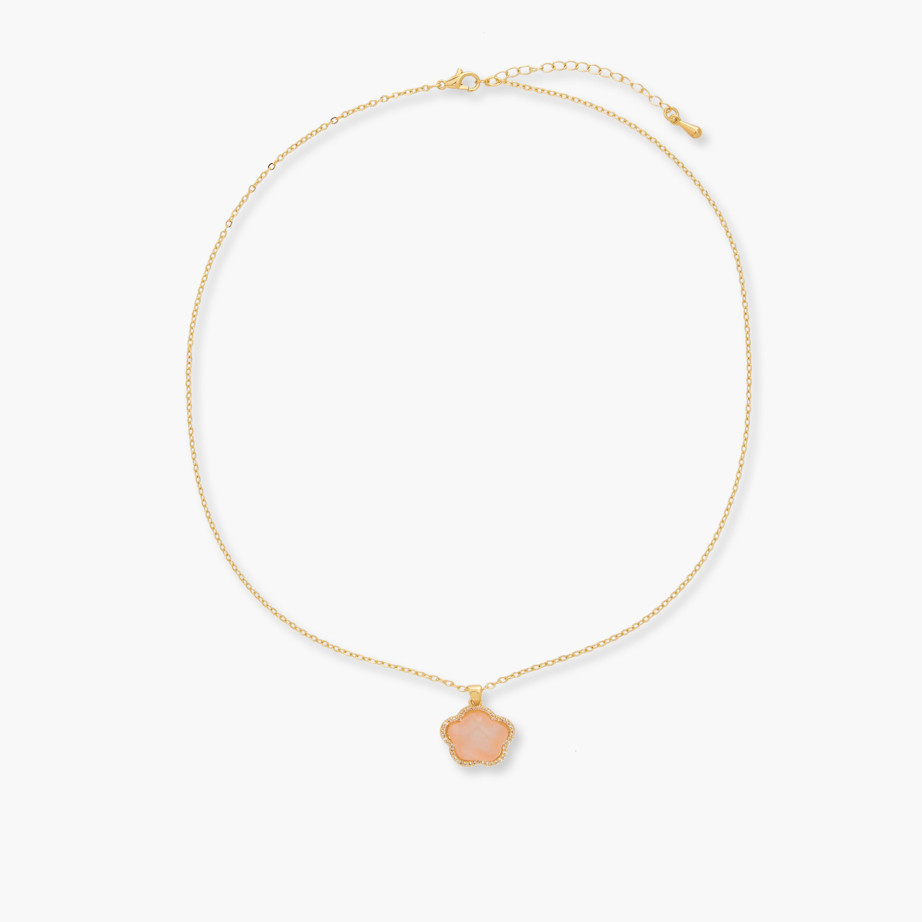 Gold Tone Pendant Necklace with Rose Quartz Embellishment-women-watchesandjewellery-jewellery-necklacesandpendants-image-1