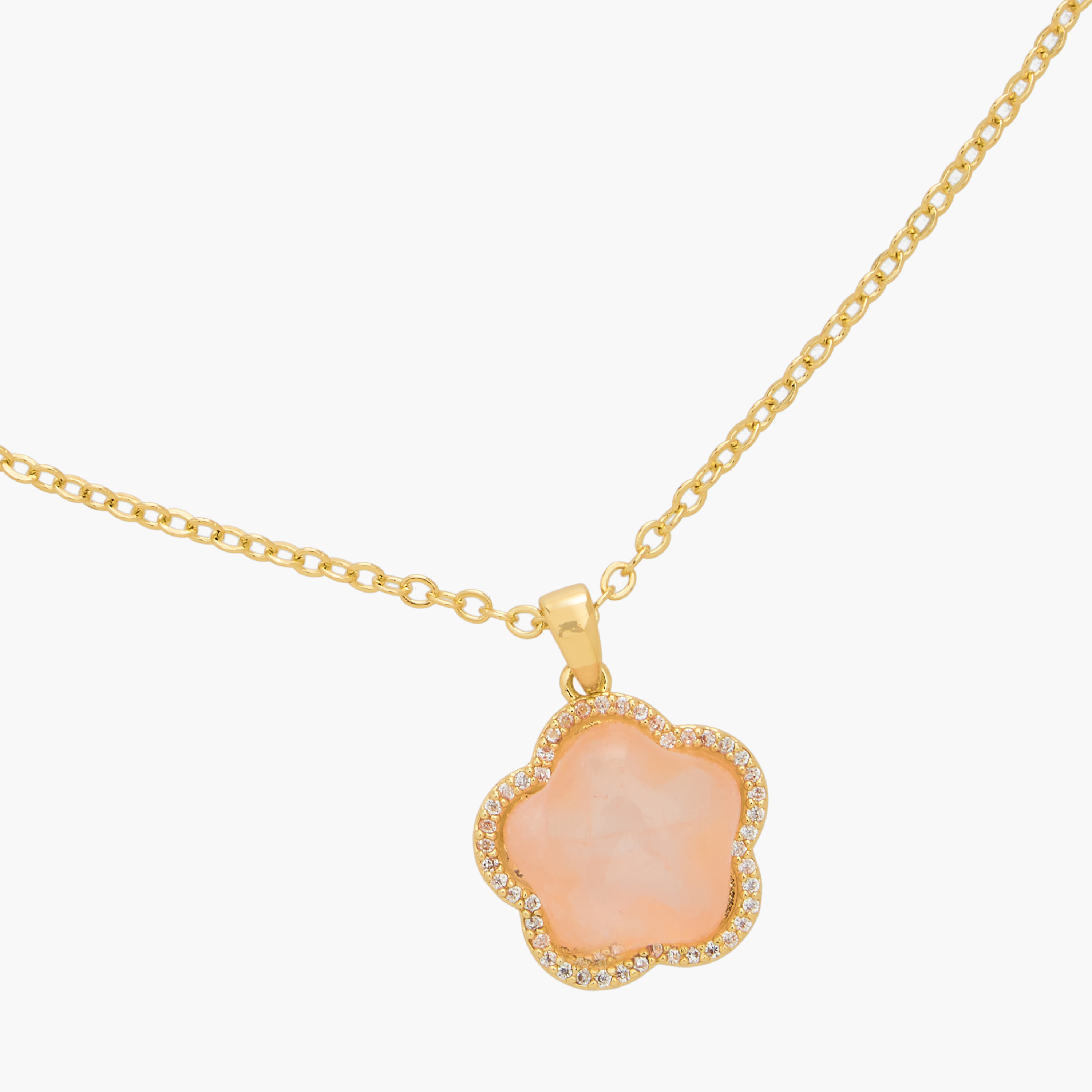 Gold Tone Pendant Necklace with Rose Quartz Embellishment-women-watchesandjewellery-jewellery-necklacesandpendants-image-3