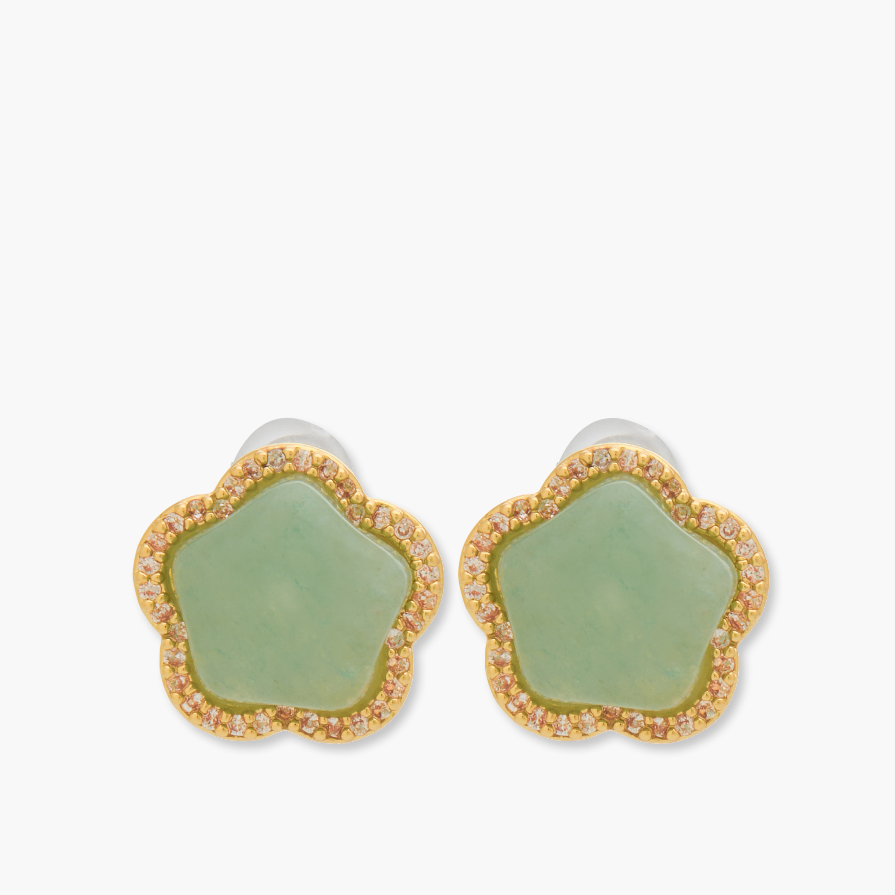 Floral Design Metallic Stud Earrings with Pushback Closure-women-watchesandjewellery-jewellery-earrings-image-1