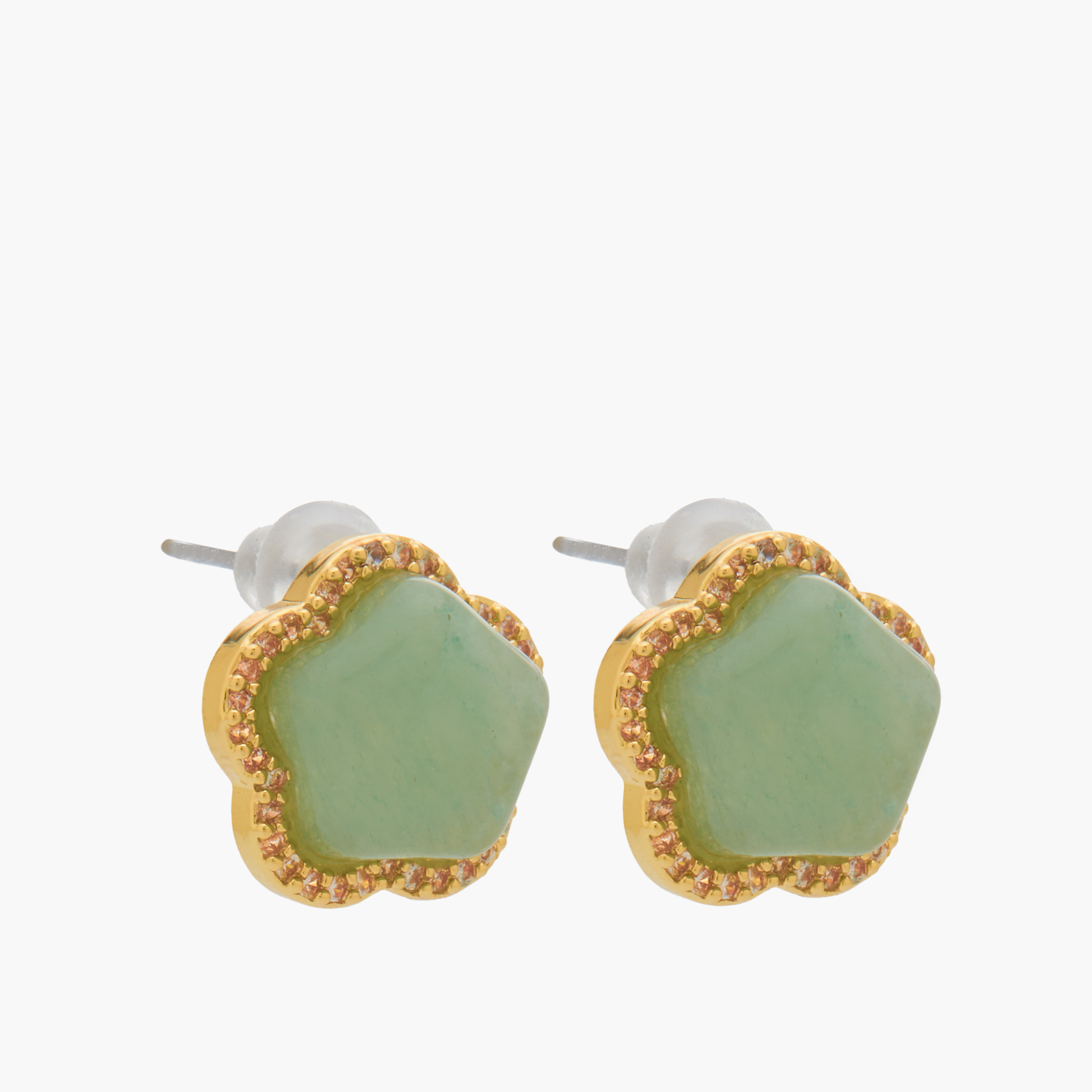 Floral Design Metallic Stud Earrings with Pushback Closure-women-watchesandjewellery-jewellery-earrings-image-2