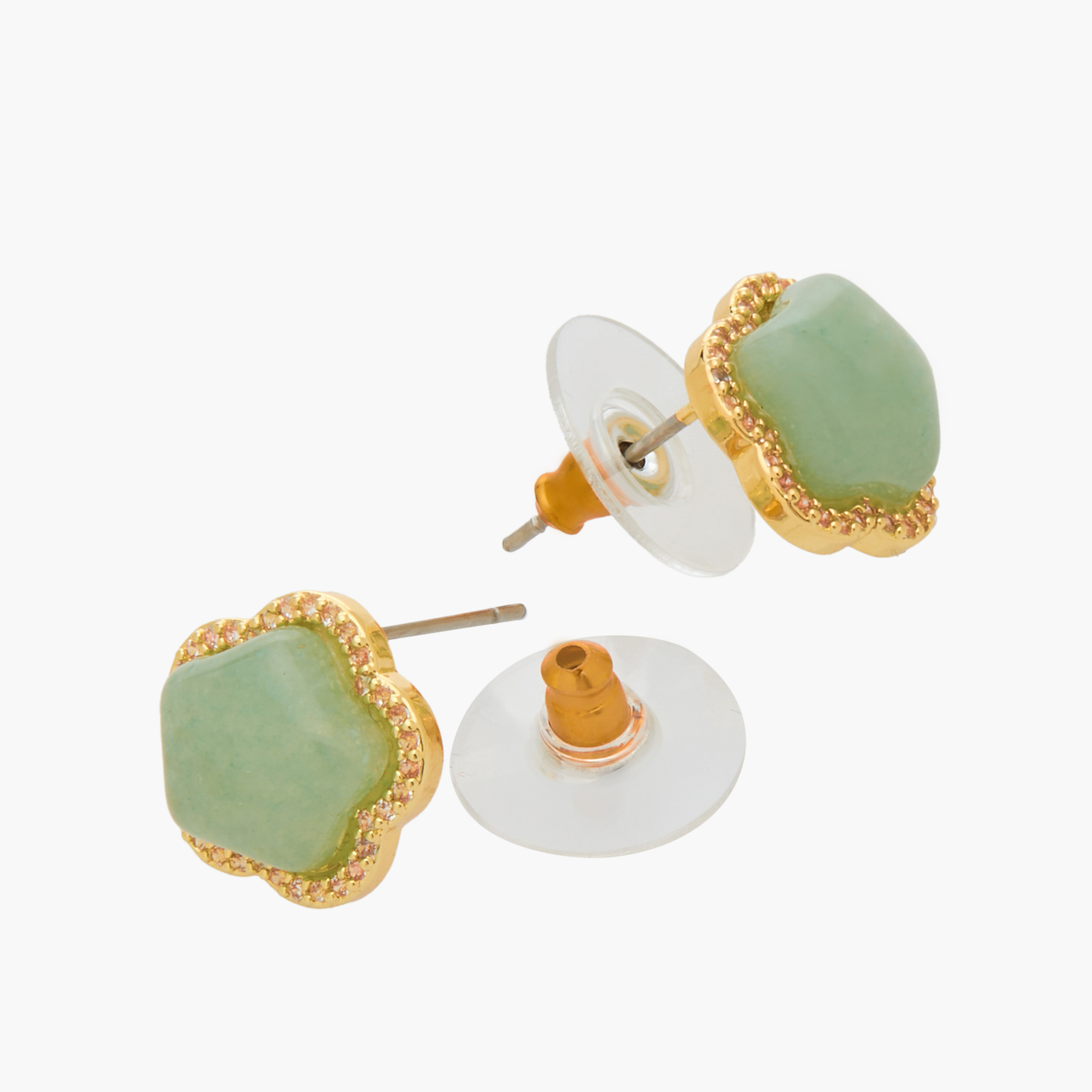 Floral Design Metallic Stud Earrings with Pushback Closure-women-watchesandjewellery-jewellery-earrings-image-4