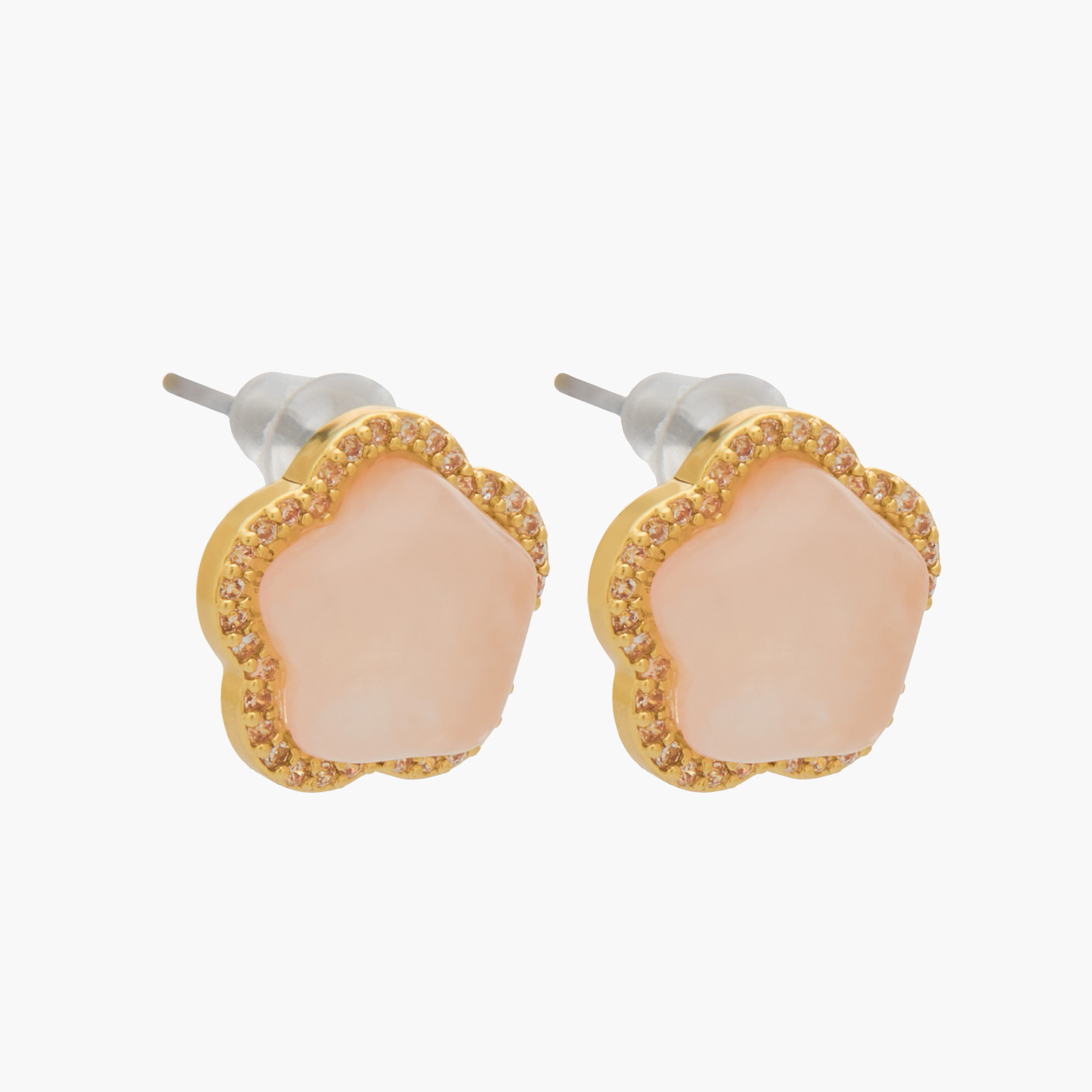 حلقان بلون ذهبي بتصميم زهري مزين بتفاصيل لامعة ومكبس إغلاق خلفي-women-watchesandjewellery-jewellery-earrings-image-2