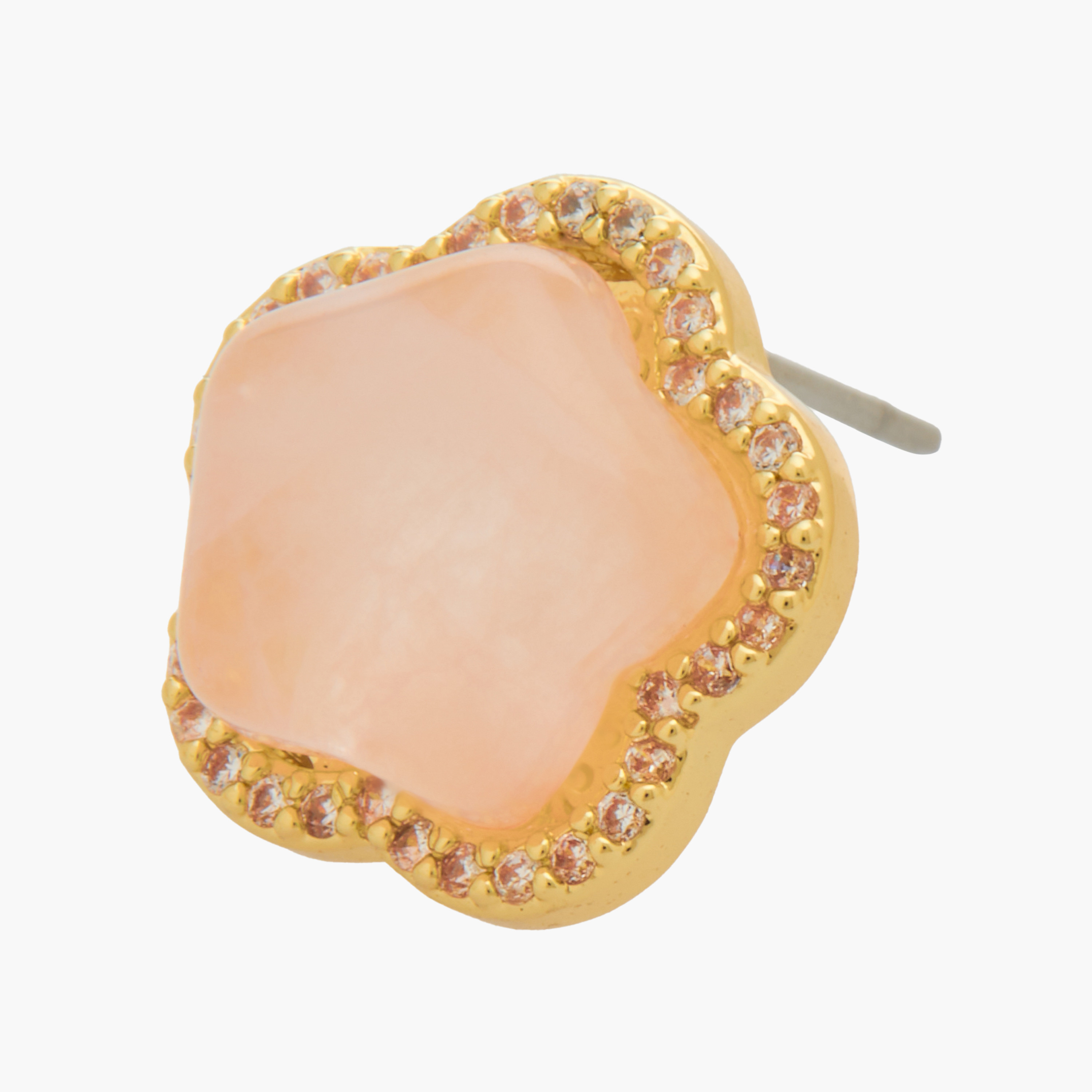 حلقان بلون ذهبي بتصميم زهري مزين بتفاصيل لامعة ومكبس إغلاق خلفي-women-watchesandjewellery-jewellery-earrings-image-3
