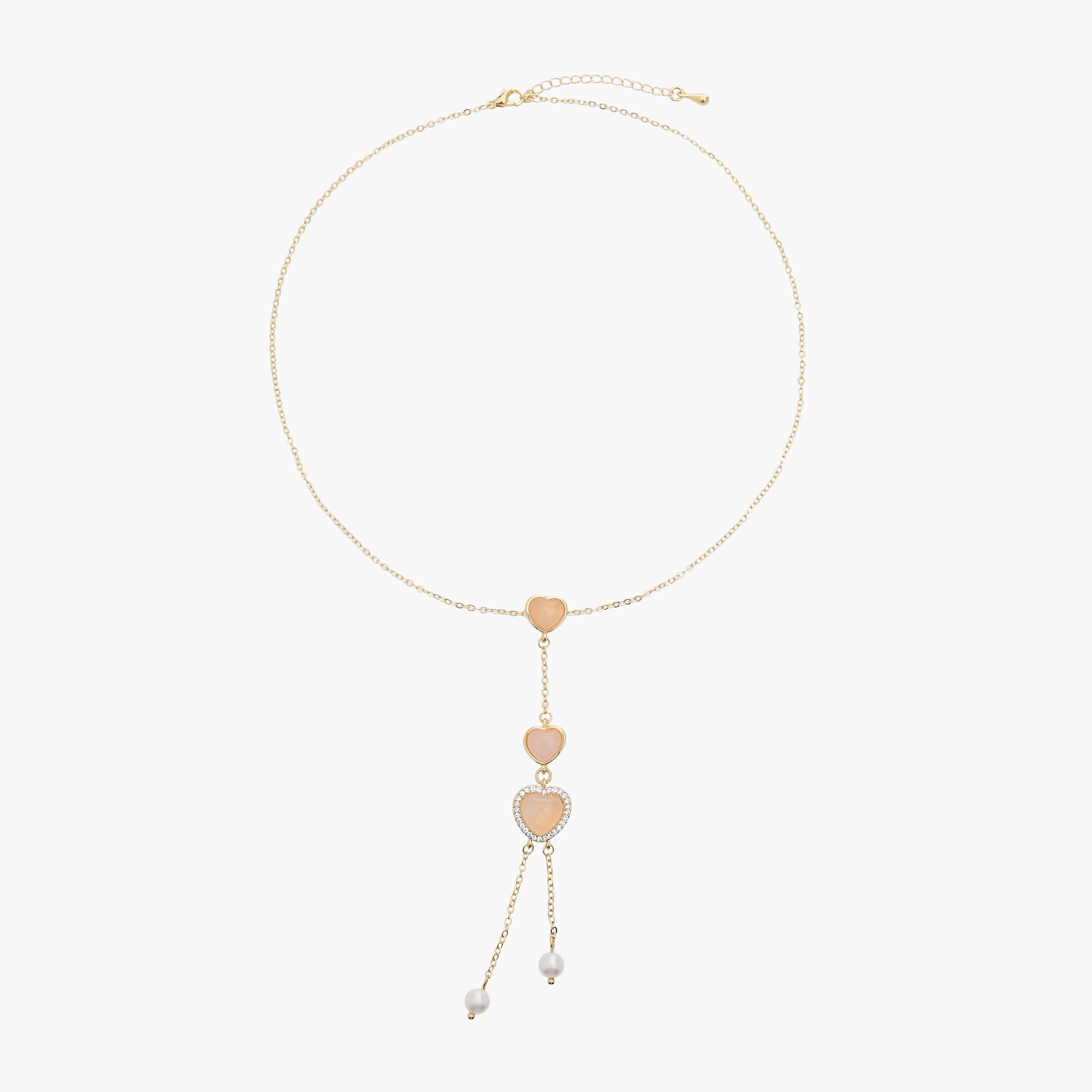 Gold Tone Pendant Necklace with Rose Quartz Stone Embellishment-women-watchesandjewellery-jewellery-necklacesandpendants-image-1