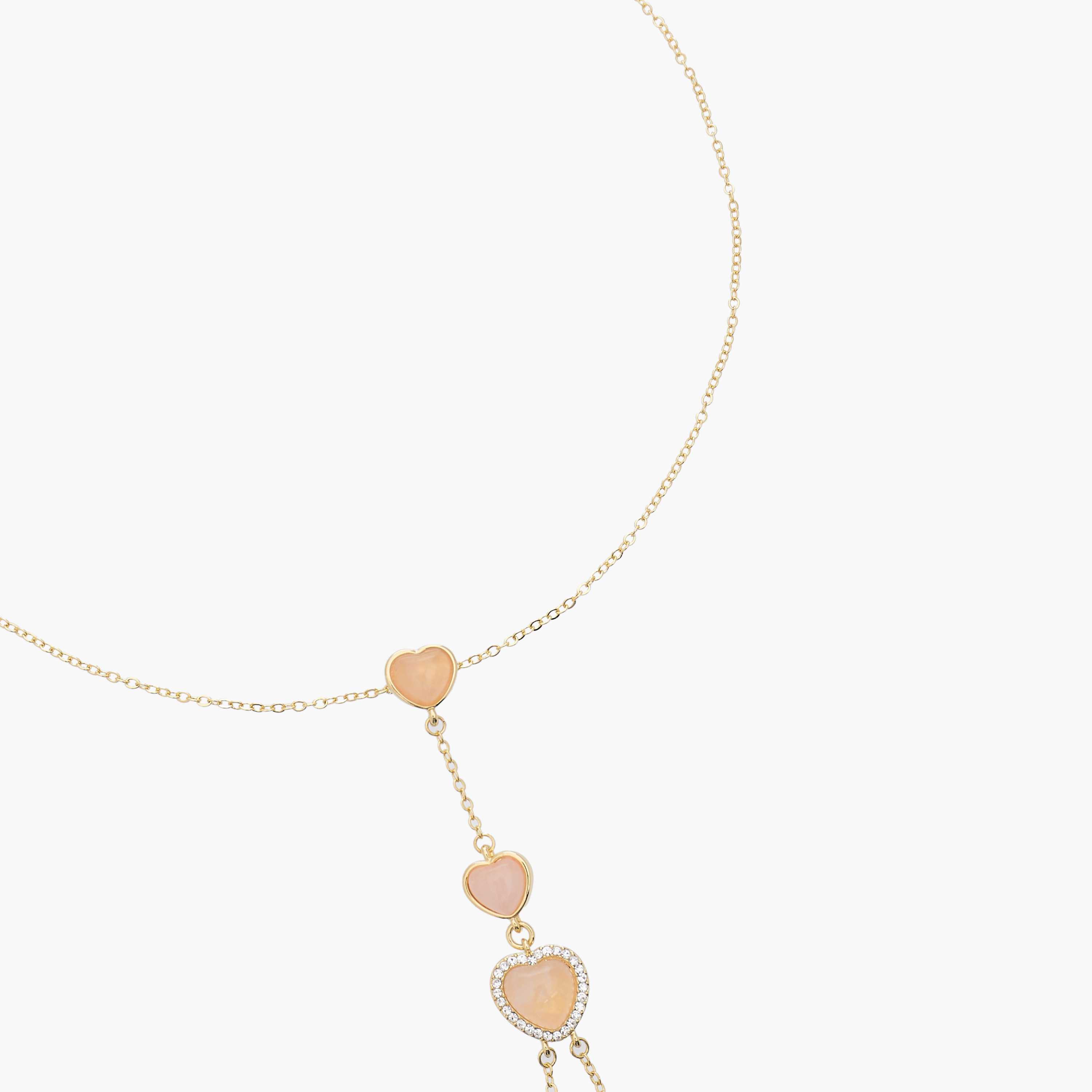 Gold Tone Pendant Necklace with Rose Quartz Stone Embellishment-women-watchesandjewellery-jewellery-necklacesandpendants-image-2