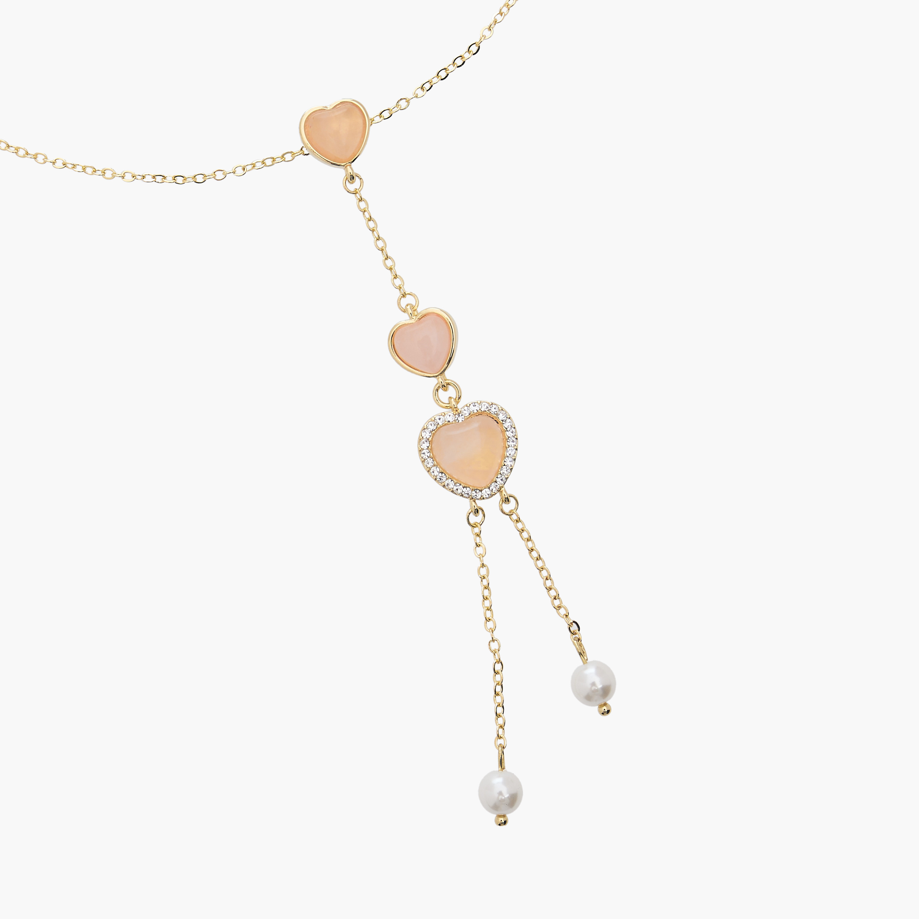 Gold Tone Pendant Necklace with Rose Quartz Stone Embellishment-women-watchesandjewellery-jewellery-necklacesandpendants-image-4