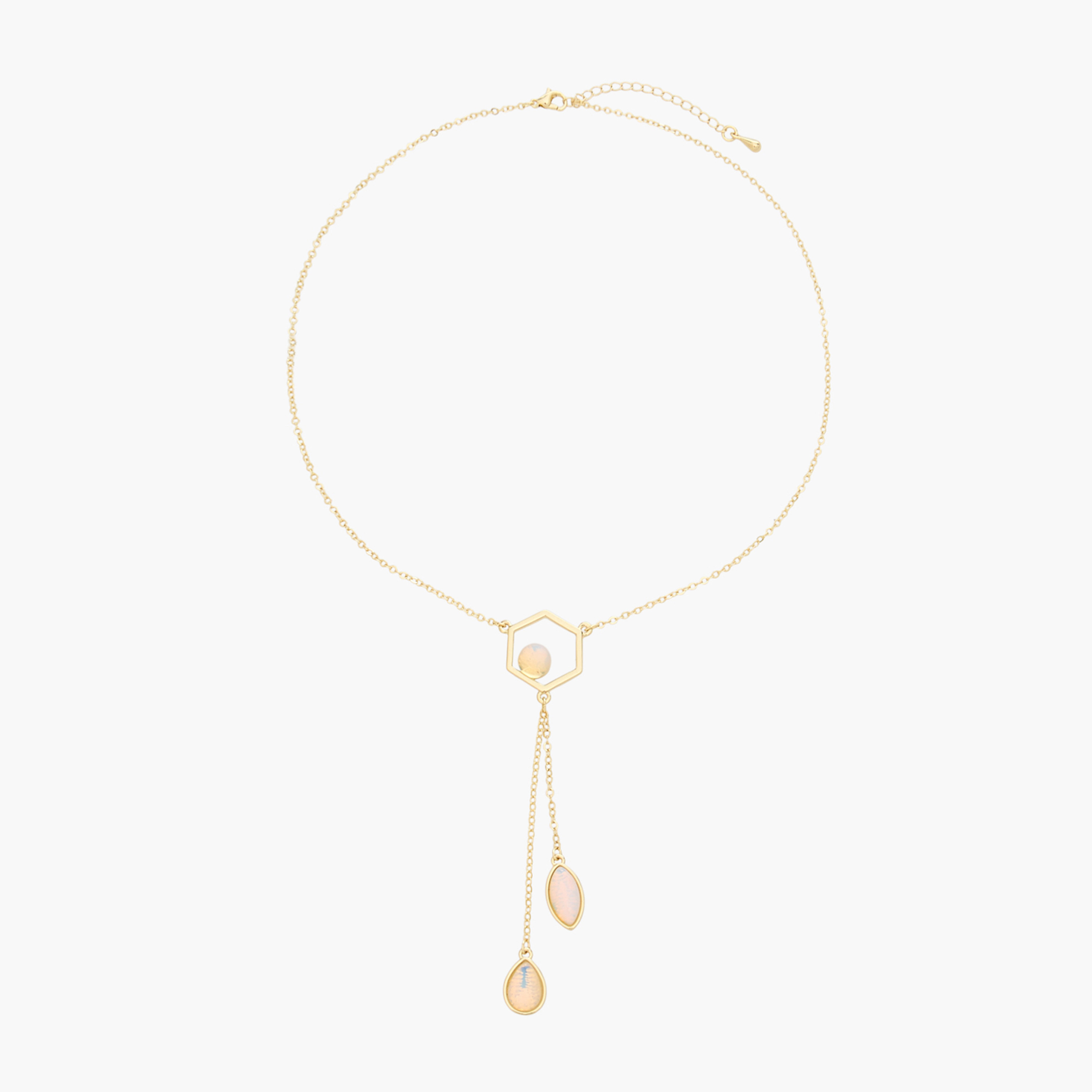 Gold Tone Drop Necklace with Moonstone Pendant-women-watchesandjewellery-jewellery-necklacesandpendants-image-1