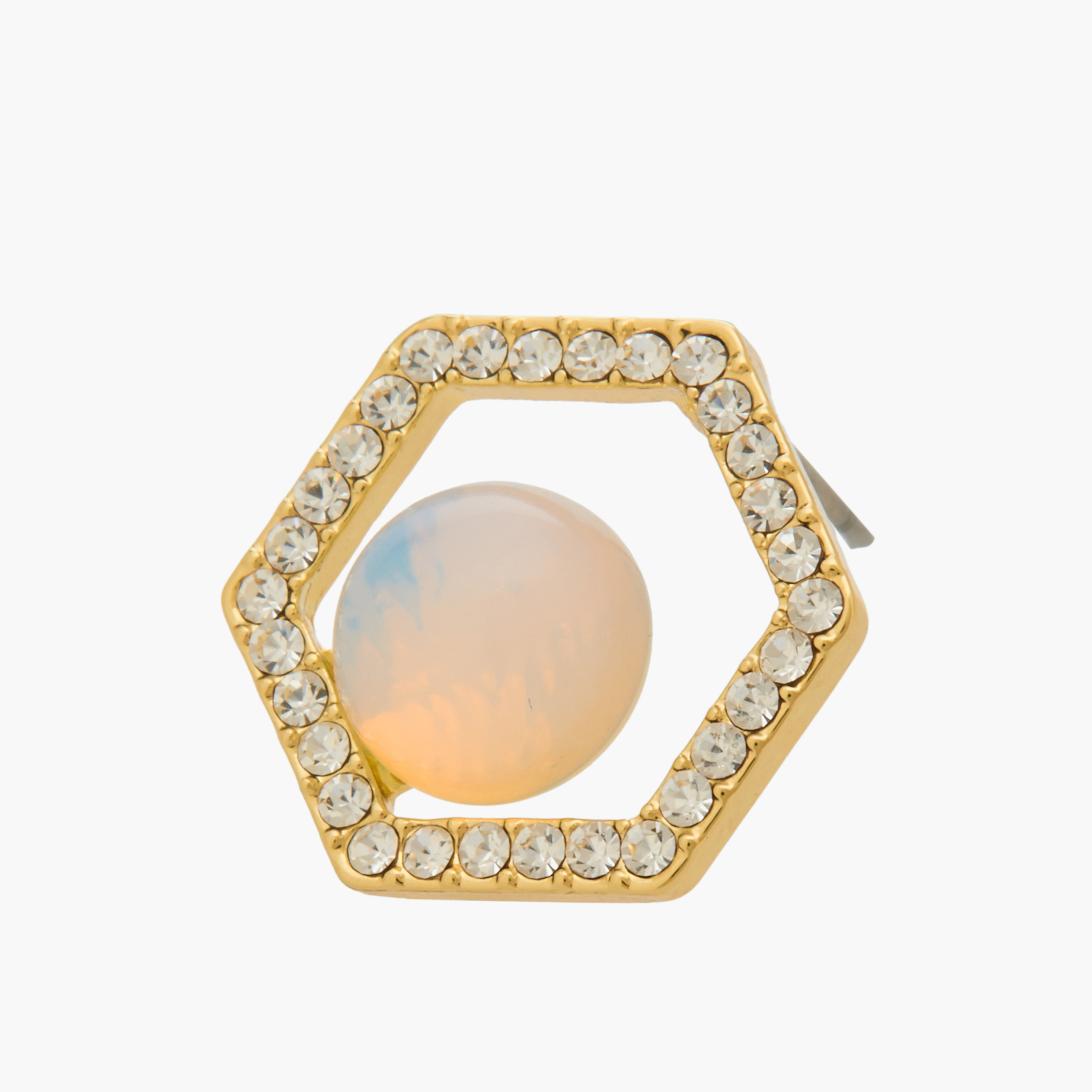 Gold Tone Embellished Stud Earrings with Pushback Closure-women-watchesandjewellery-jewellery-earrings-image-3