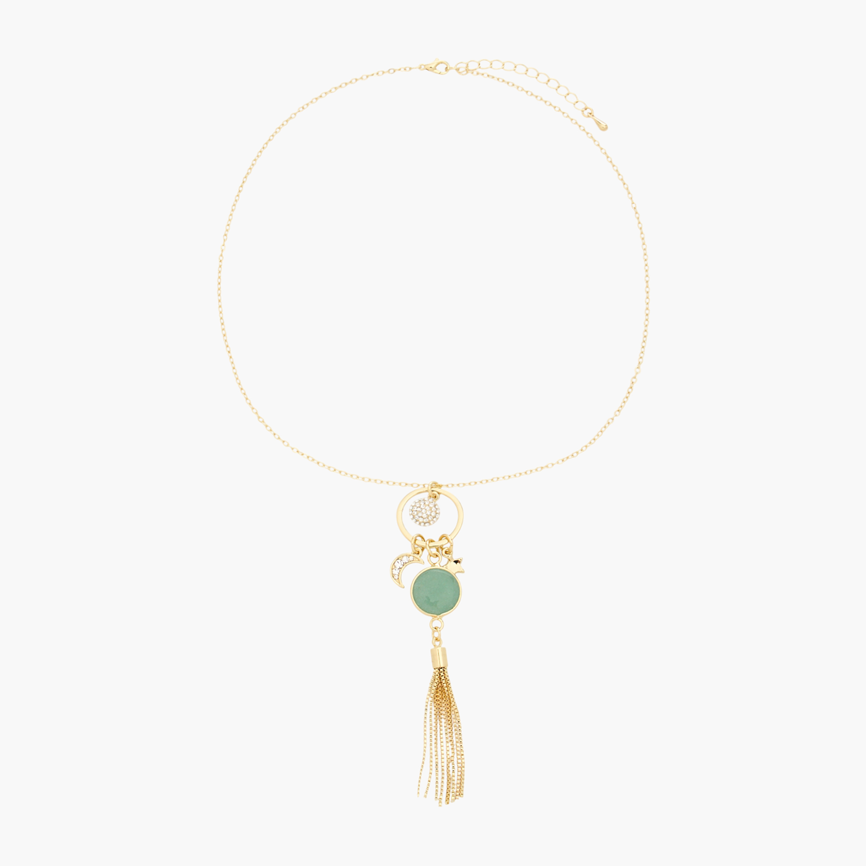 عقد بلون ذهبي بدلايّة مزينة بشُرّابات-women-watchesandjewellery-jewellery-necklacesandpendants-image-1