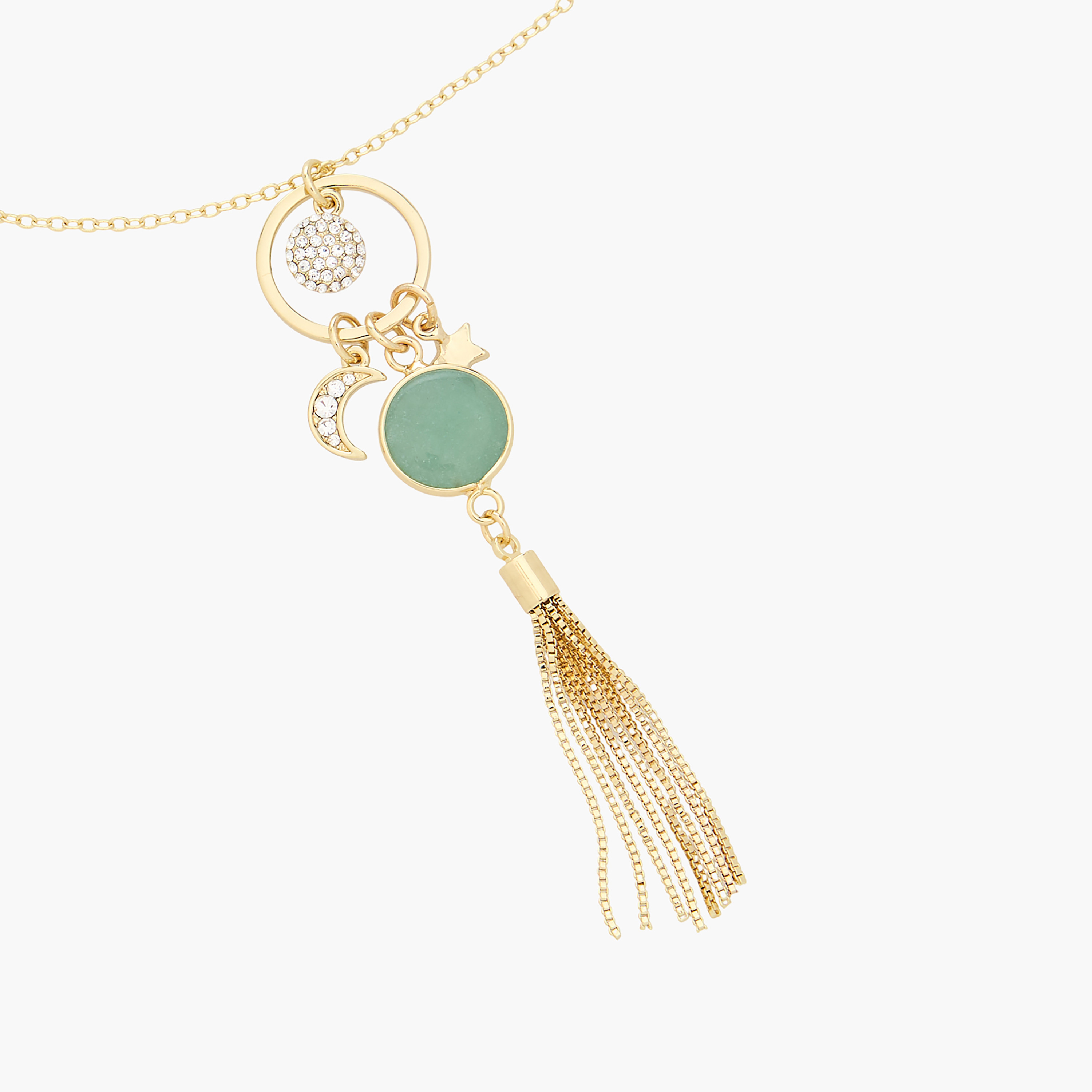 عقد بلون ذهبي بدلايّة مزينة بشُرّابات-women-watchesandjewellery-jewellery-necklacesandpendants-image-2