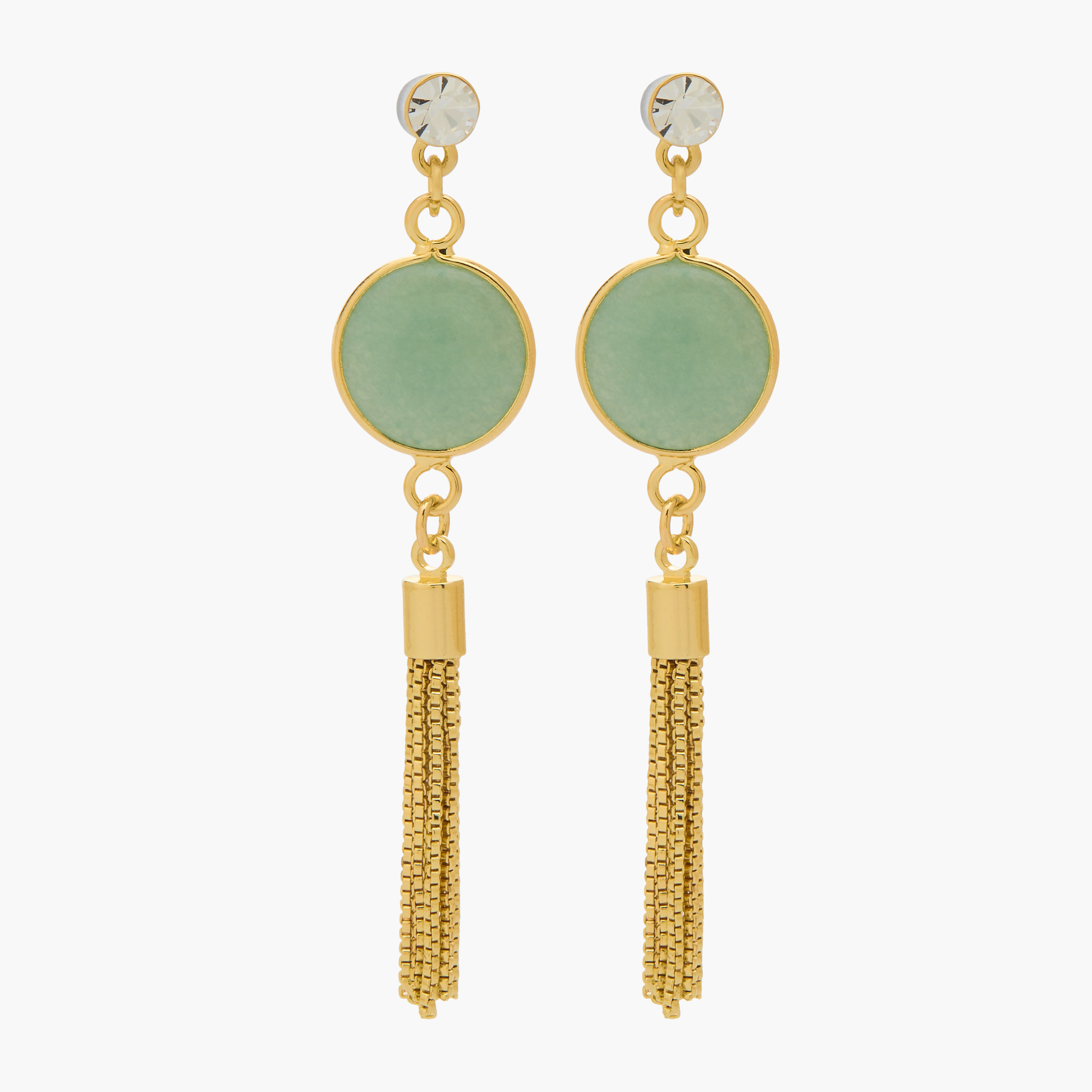 Gold Tone Tassel Drop Earrings with Pushback Closure-women-watchesandjewellery-jewellery-earrings-image-1