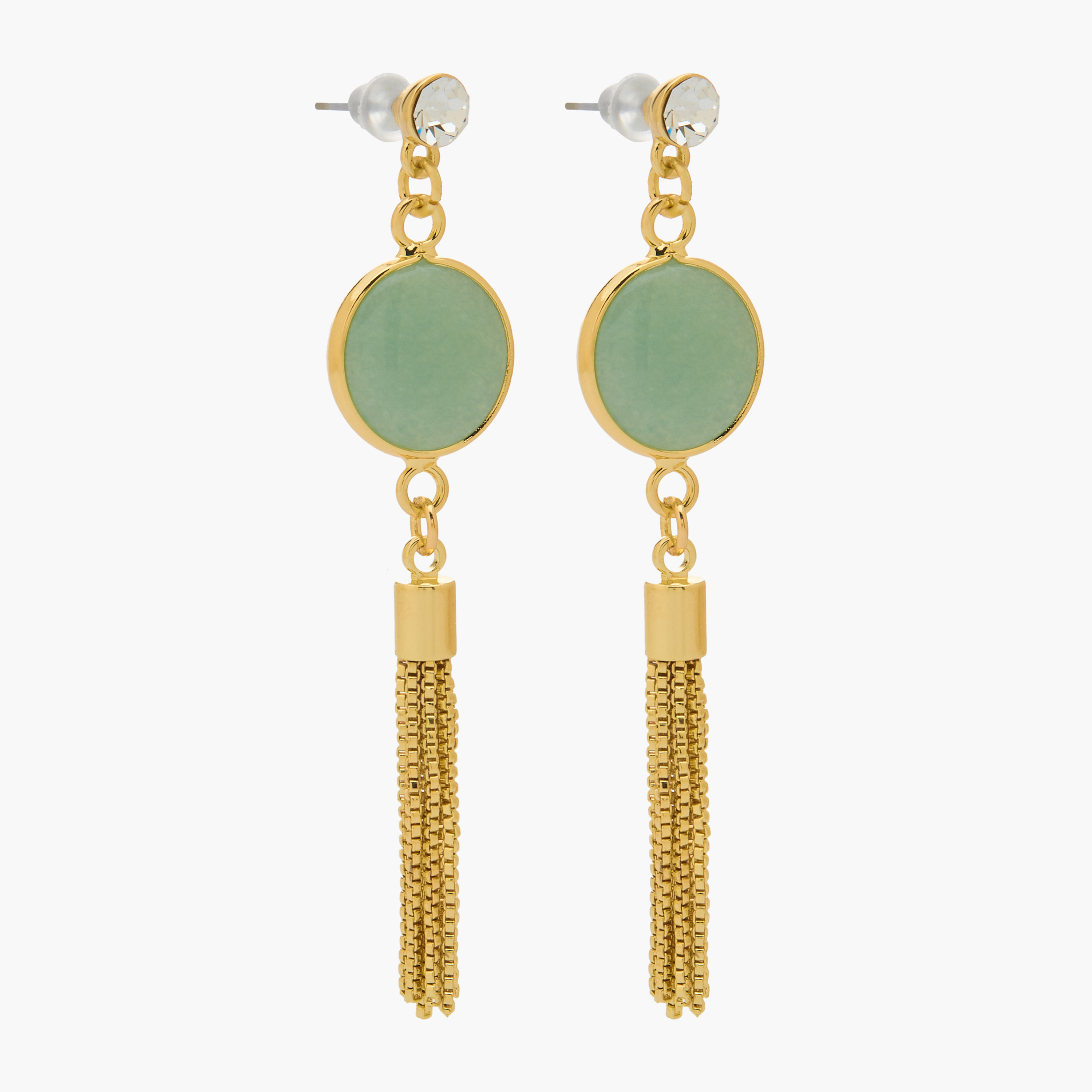 Gold Tone Tassel Drop Earrings with Pushback Closure-women-watchesandjewellery-jewellery-earrings-image-2