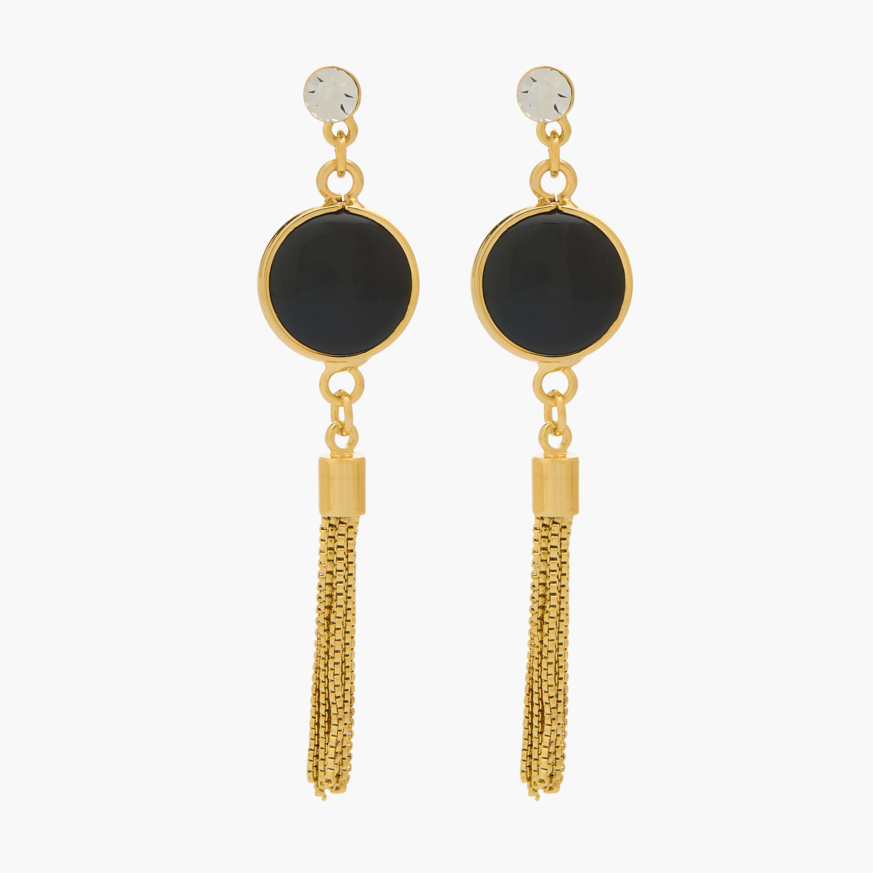Gold Tone Tassel Drop Earrings with Pushback Closure-women-watchesandjewellery-jewellery-earrings-image-1