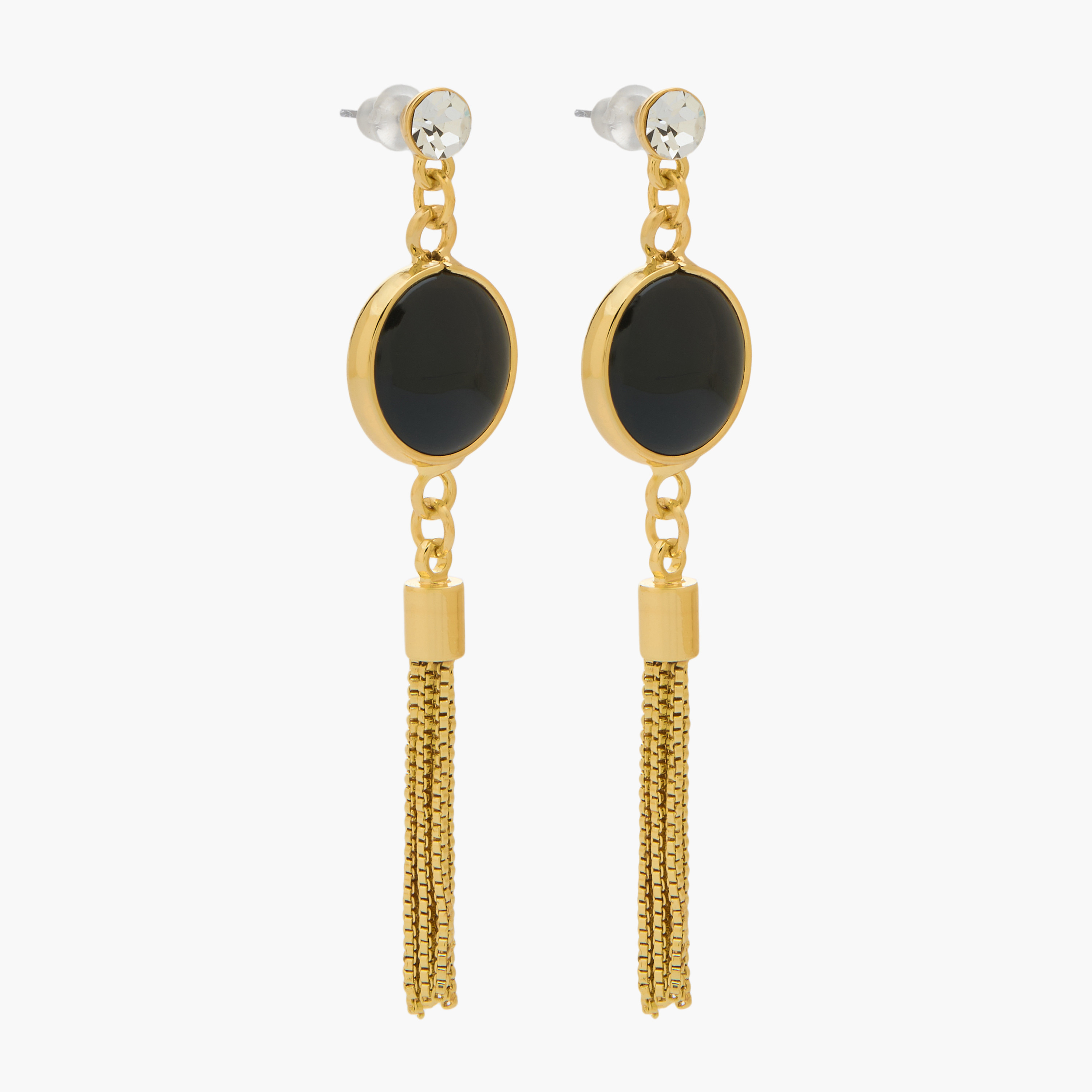 Gold Tone Tassel Drop Earrings with Pushback Closure-women-watchesandjewellery-jewellery-earrings-image-2