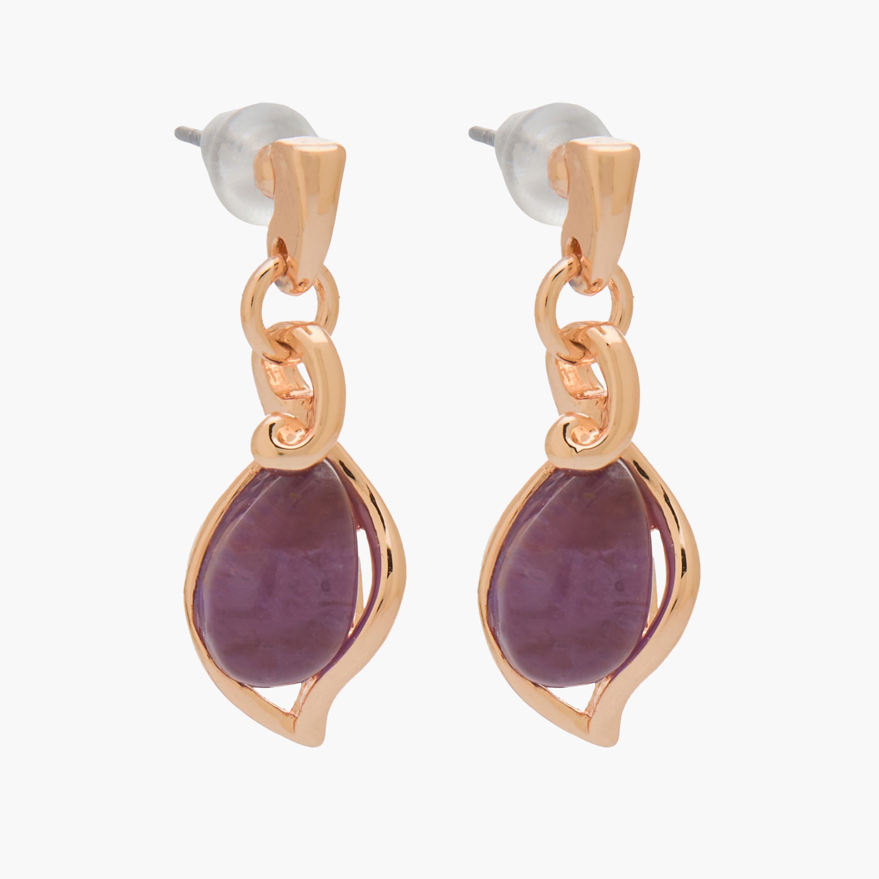 Gold Tone Teardrop Earrings with Pushback Closure-women-watchesandjewellery-jewellery-earrings-image-2