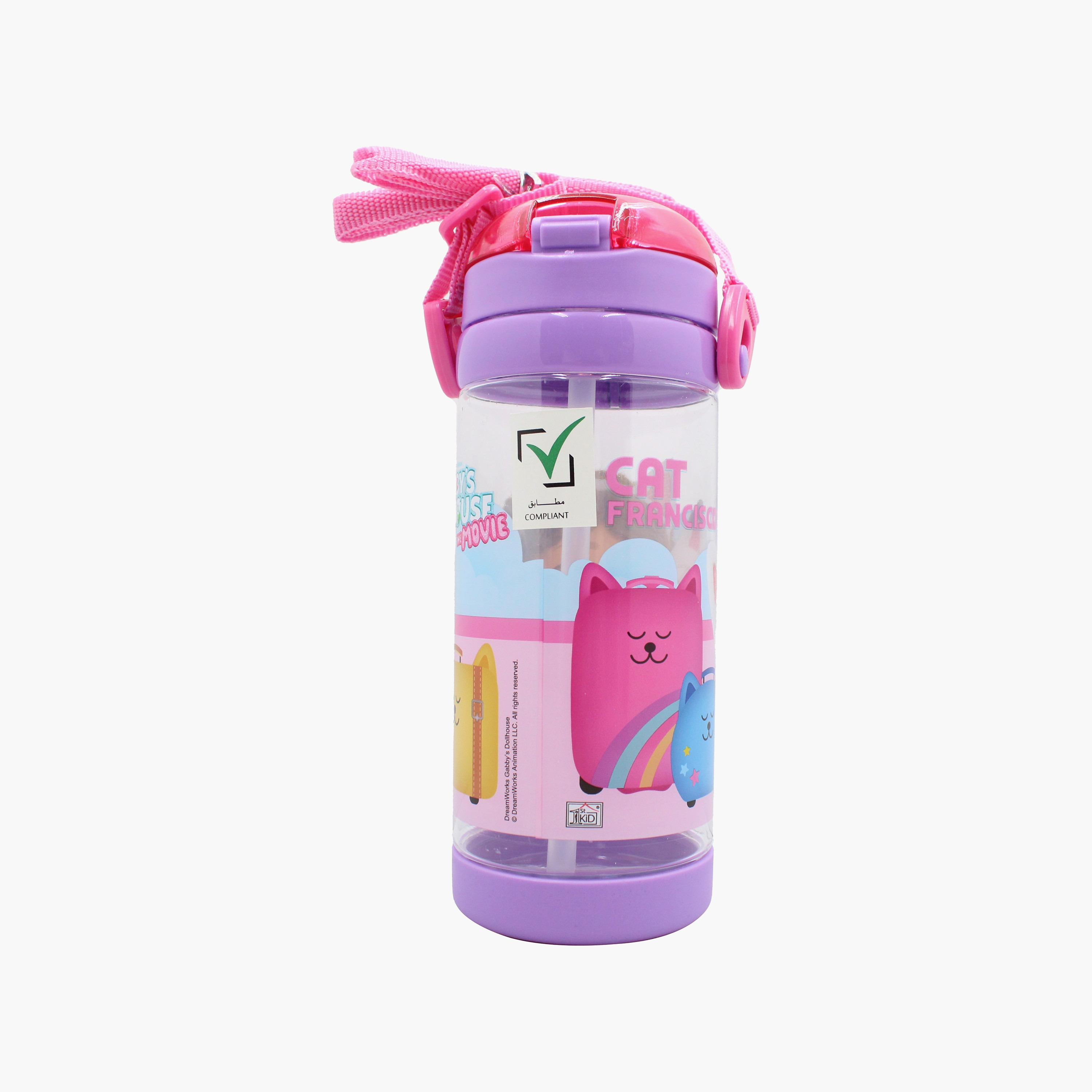 Universal Gabby’s Dollhouse Polypropylene Water Bottle with Flip-Top Spout & Carry Strap - 500 ml-school-waterbottles-image-3