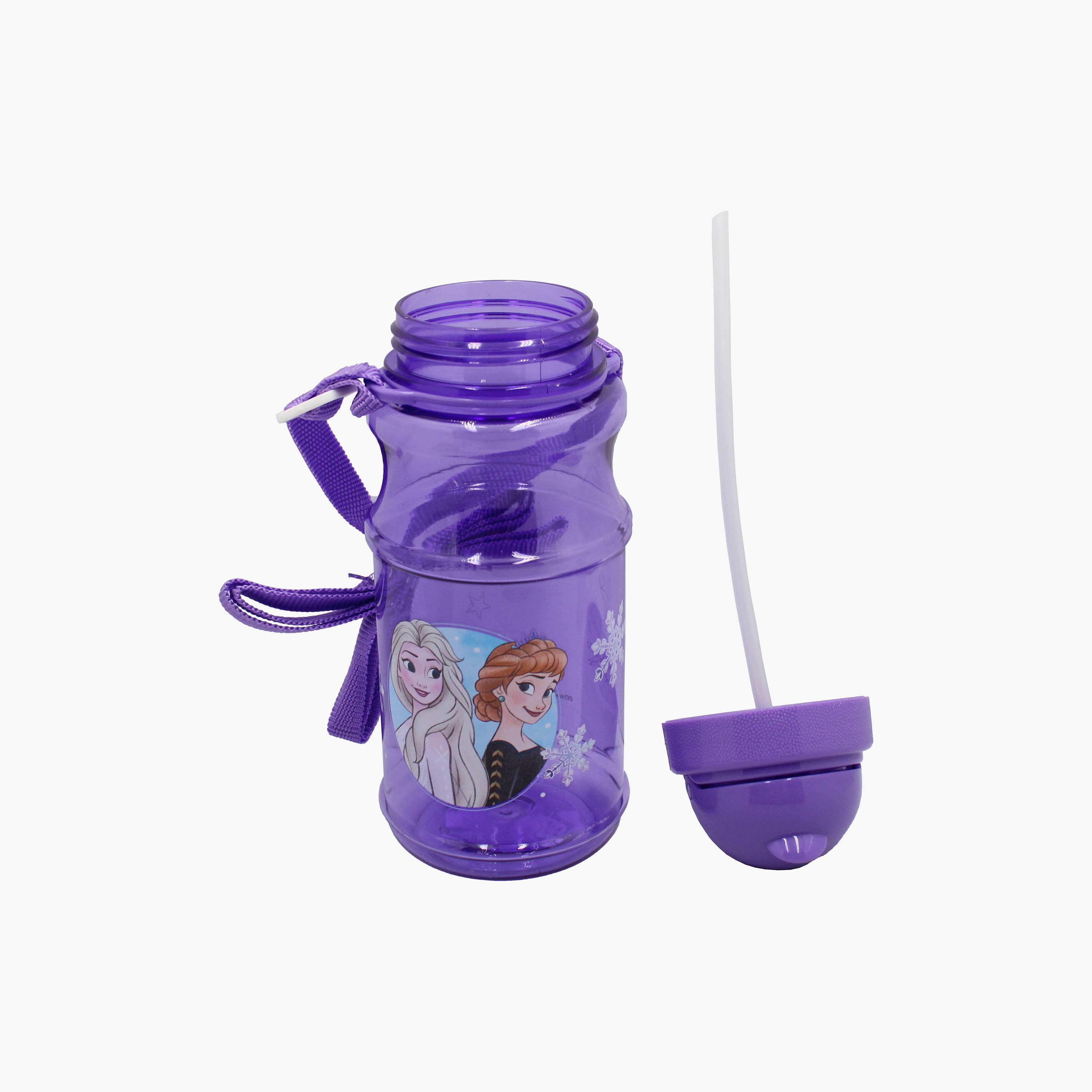 Frozen Elsa and Anna Polypropylene Water Bottle with Flip-Top Spout & Carry Strap - 500 ml-school-waterbottles-image-2