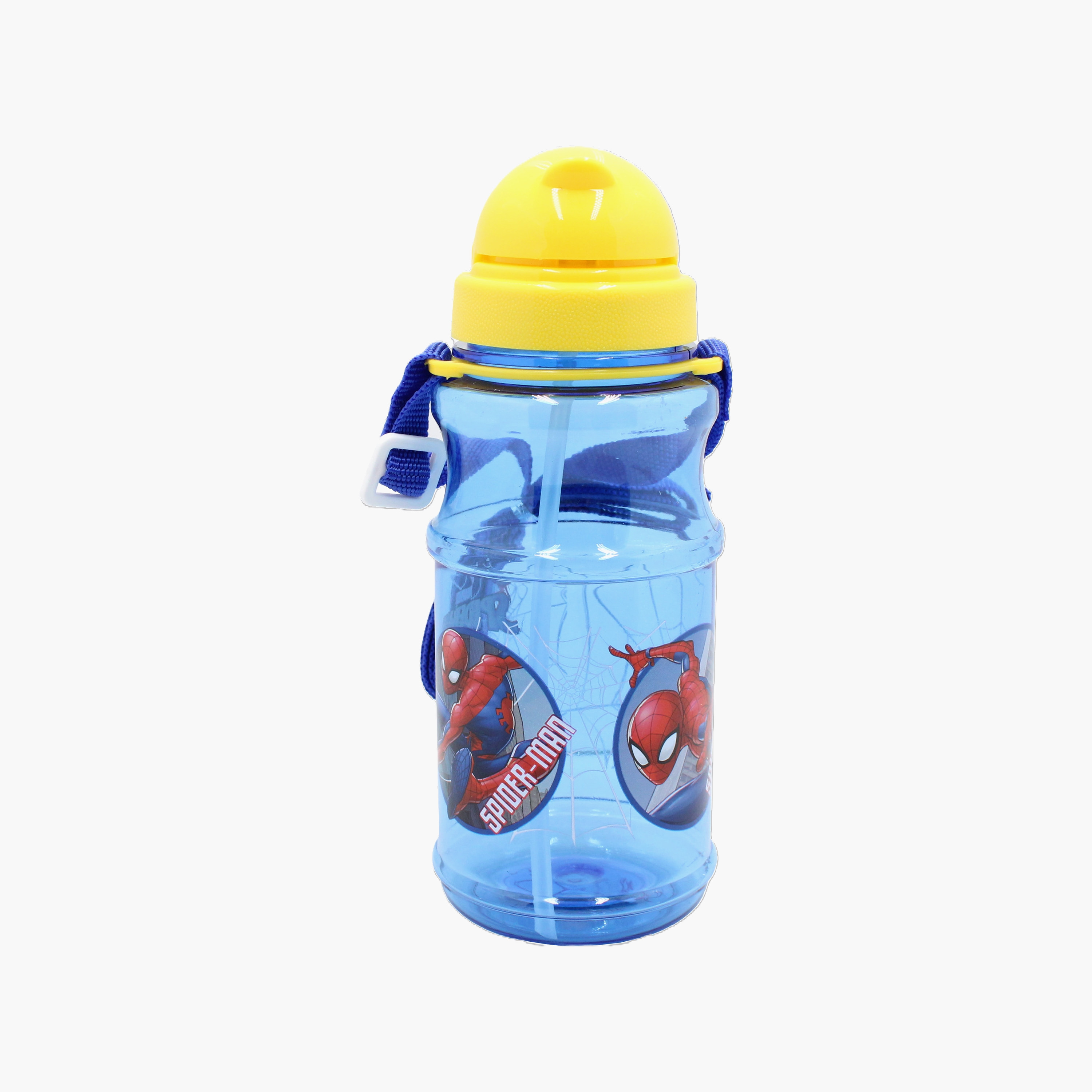 زجاجة مياه بولي بروبيلين سبايدرمان مع ماصة قابلة للطي وحزام حمل - 500 مل-school-waterbottles-image-1