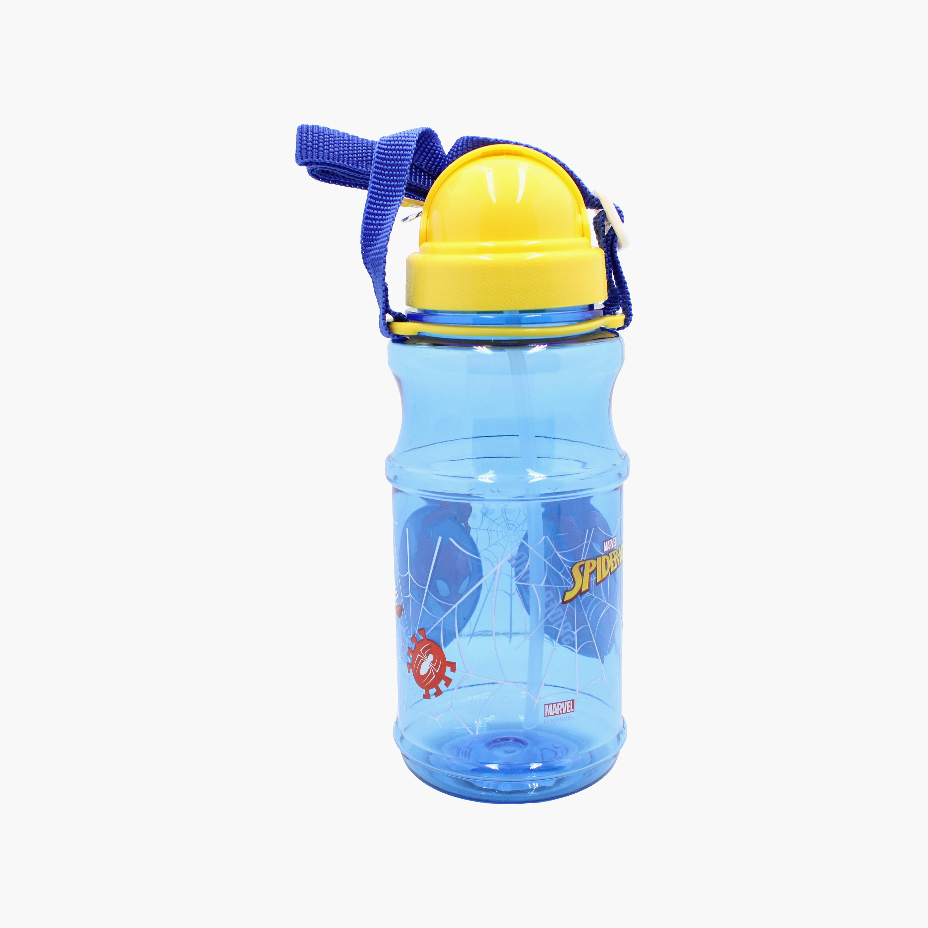 زجاجة مياه بولي بروبيلين سبايدرمان مع ماصة قابلة للطي وحزام حمل - 500 مل-school-waterbottles-image-4