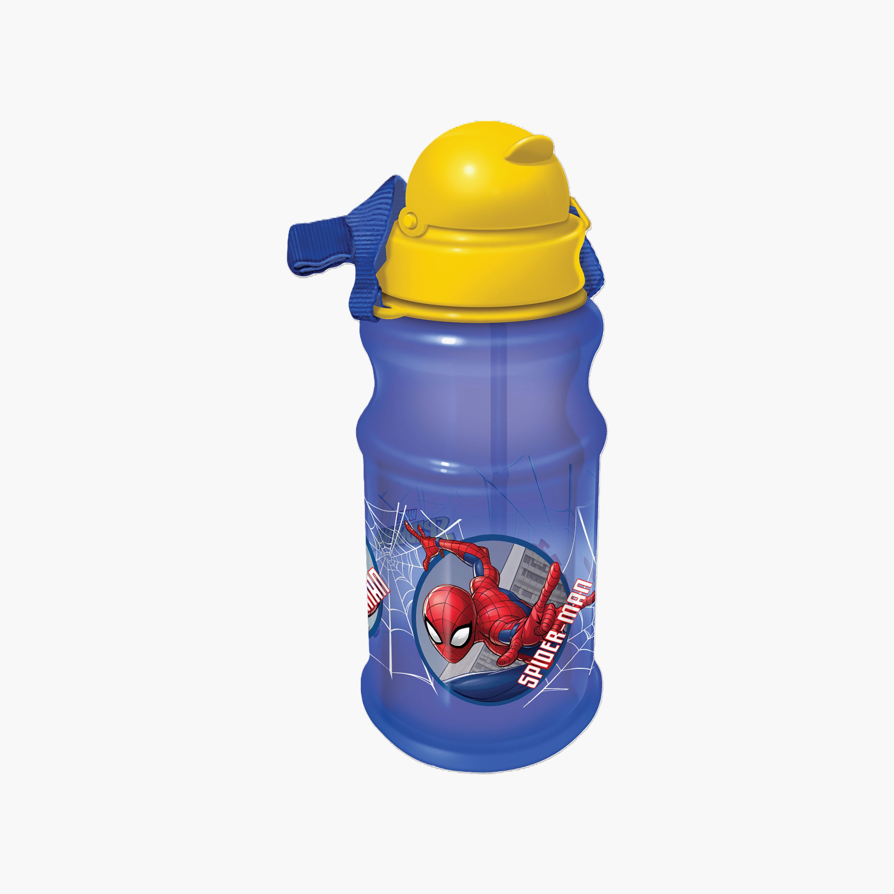 زجاجة مياه بولي بروبيلين سبايدرمان مع ماصة قابلة للطي وحزام حمل - 500 مل-school-waterbottles-image-5