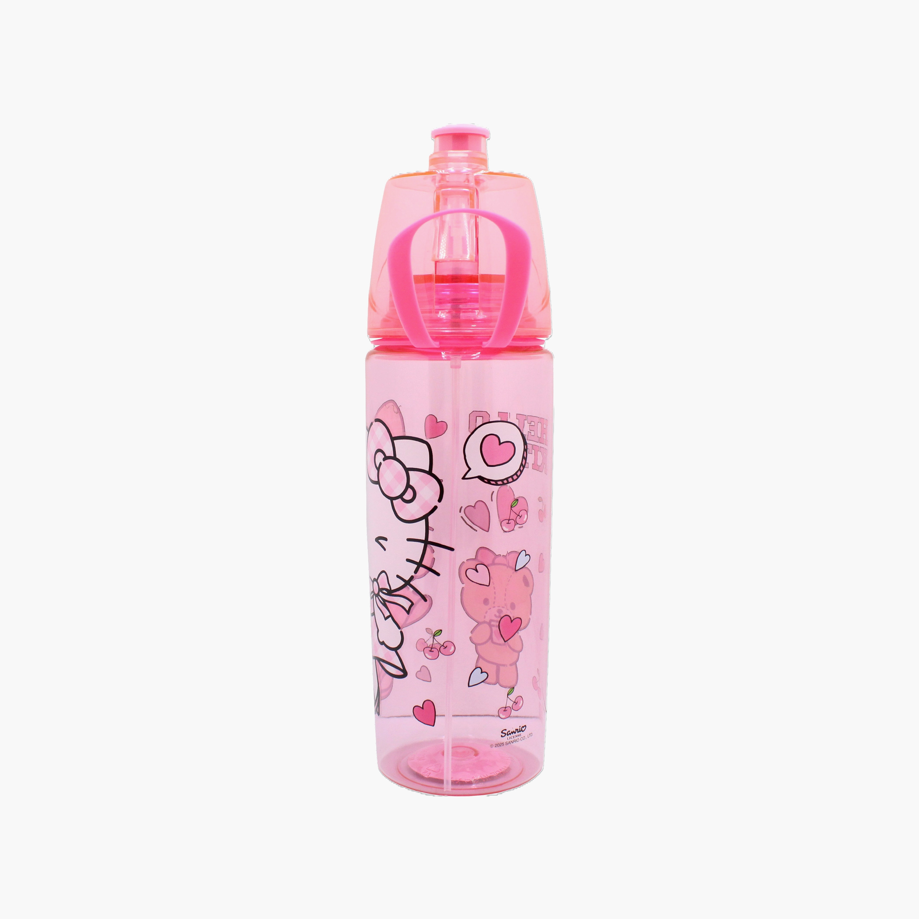 زجاجة مياه بولي بروبيلين سانريو هيلو كيتي مع ماصة قابلة للطي وحزام حمل - 600 مل-school-waterbottles-image-4