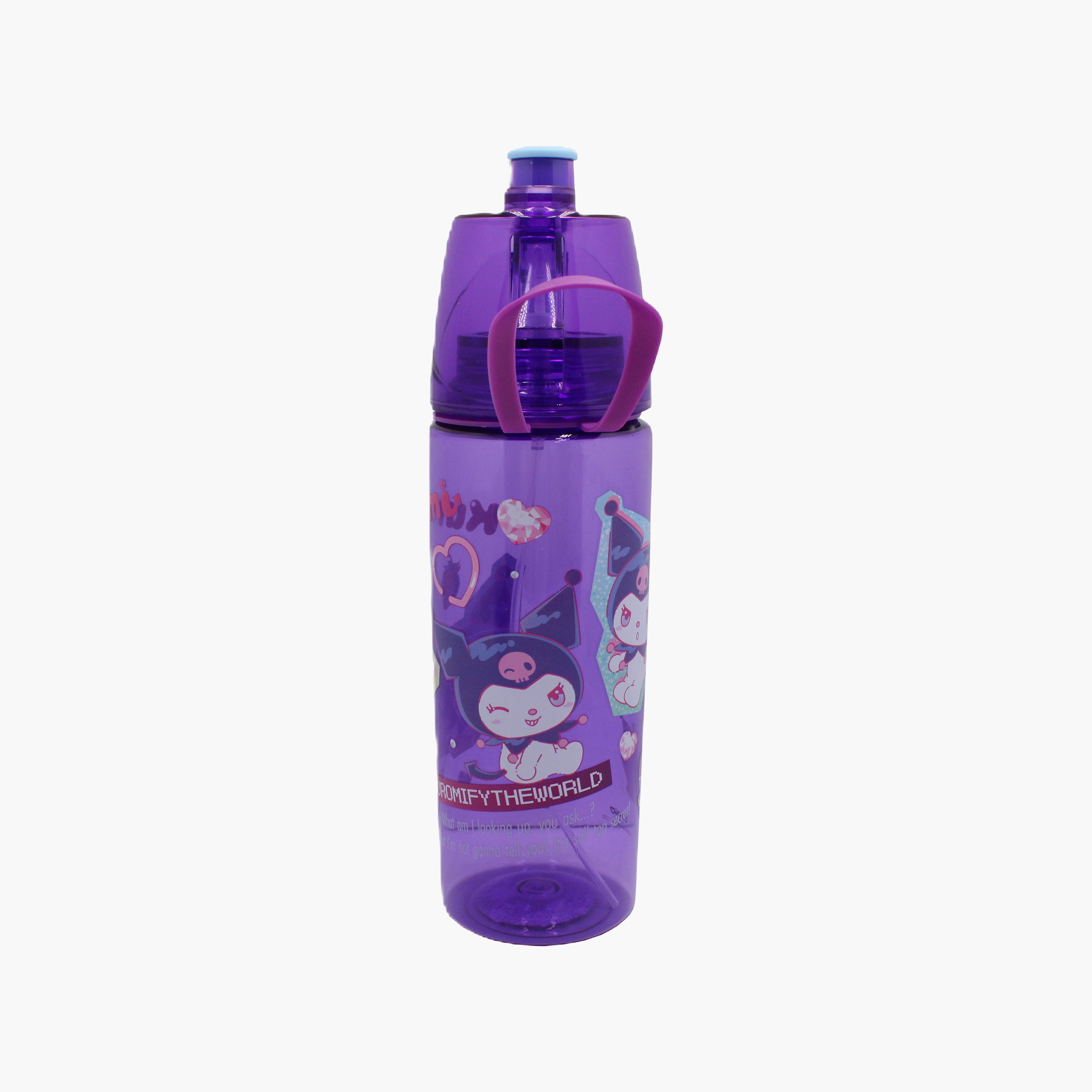 زجاجة مياه بولي بروبيلين سانريو كورومي مع ماصة قابلة للطي وحزام حمل - 600 مل-school-waterbottles-image-4