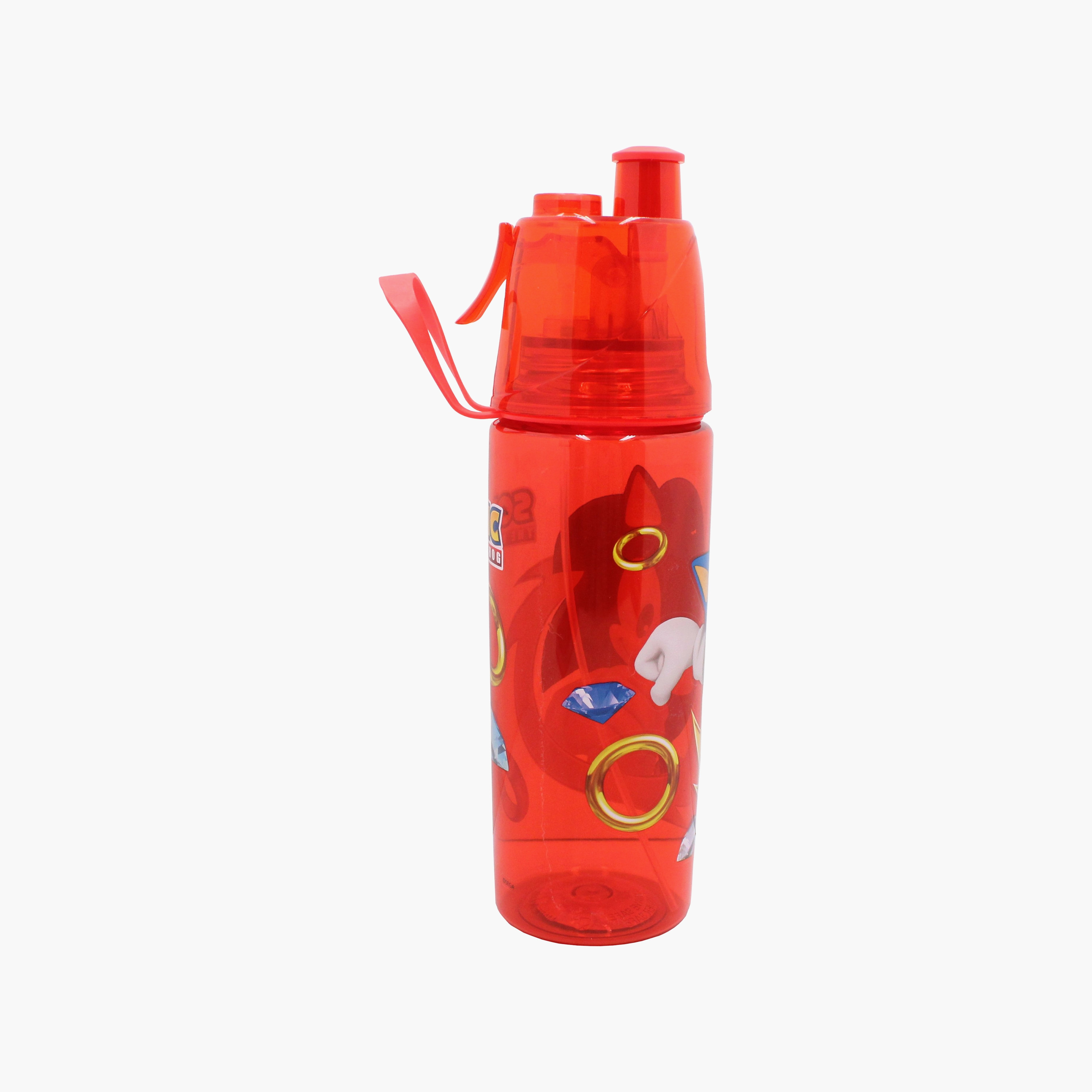 زجاجة ماء بولي بروبيلين بغطاء قابل للطي وحبل حمل برسمة القنفذ سونيك من سيجا - 600 مل-school-waterbottles-image-3