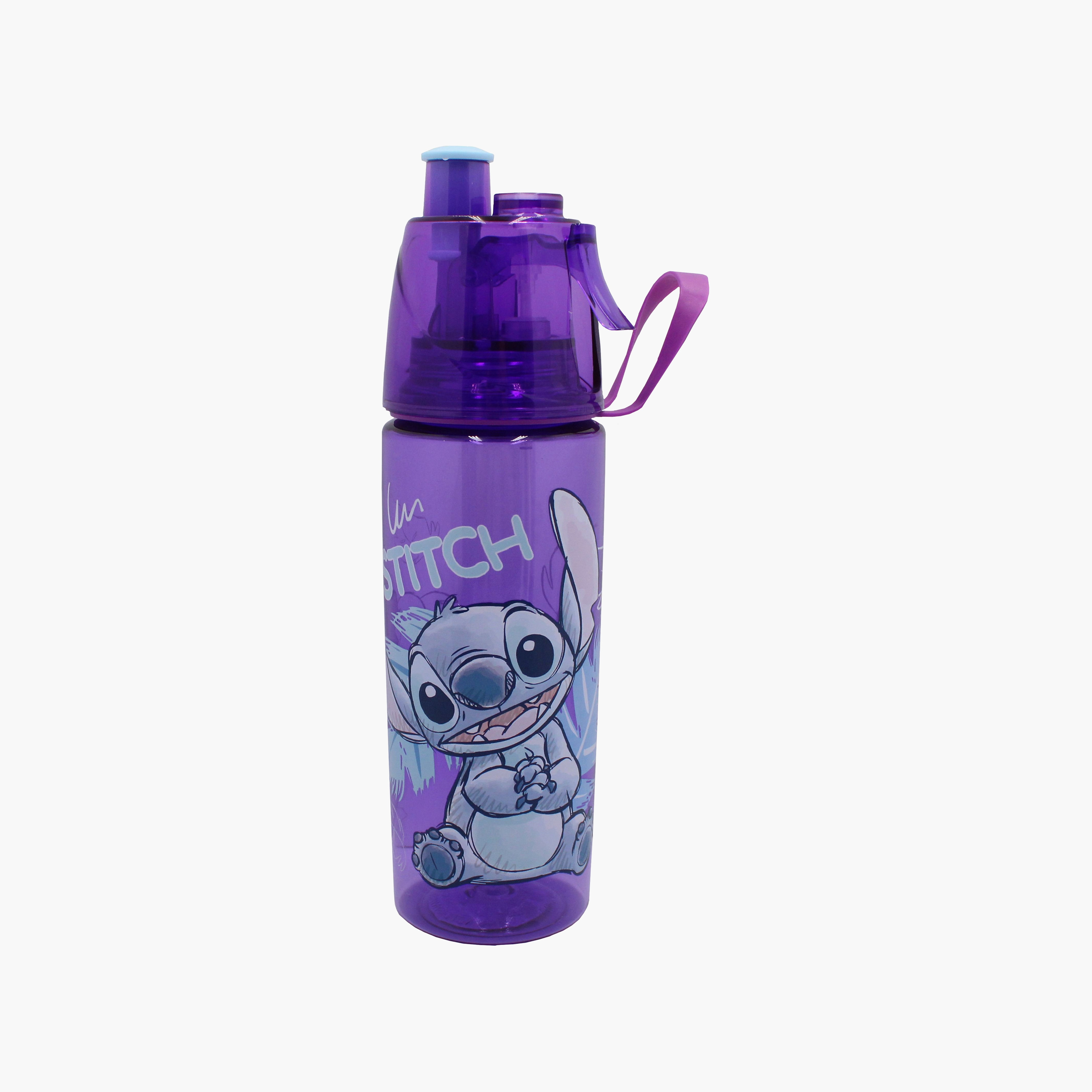 زجاجة ماء بولي بروبيلين بغطاء قابل للطي وحبل حمل برسمة ستيتش من ديزني - 600 مل-school-waterbottles-image-1