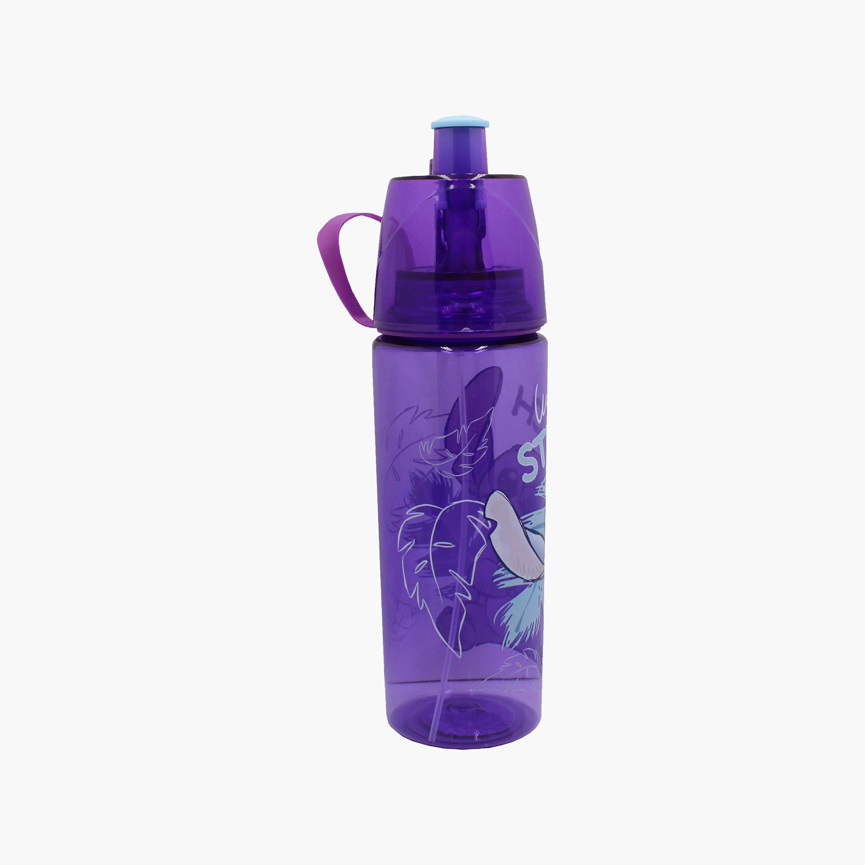 زجاجة ماء بولي بروبيلين بغطاء قابل للطي وحبل حمل برسمة ستيتش من ديزني - 600 مل-school-waterbottles-image-3