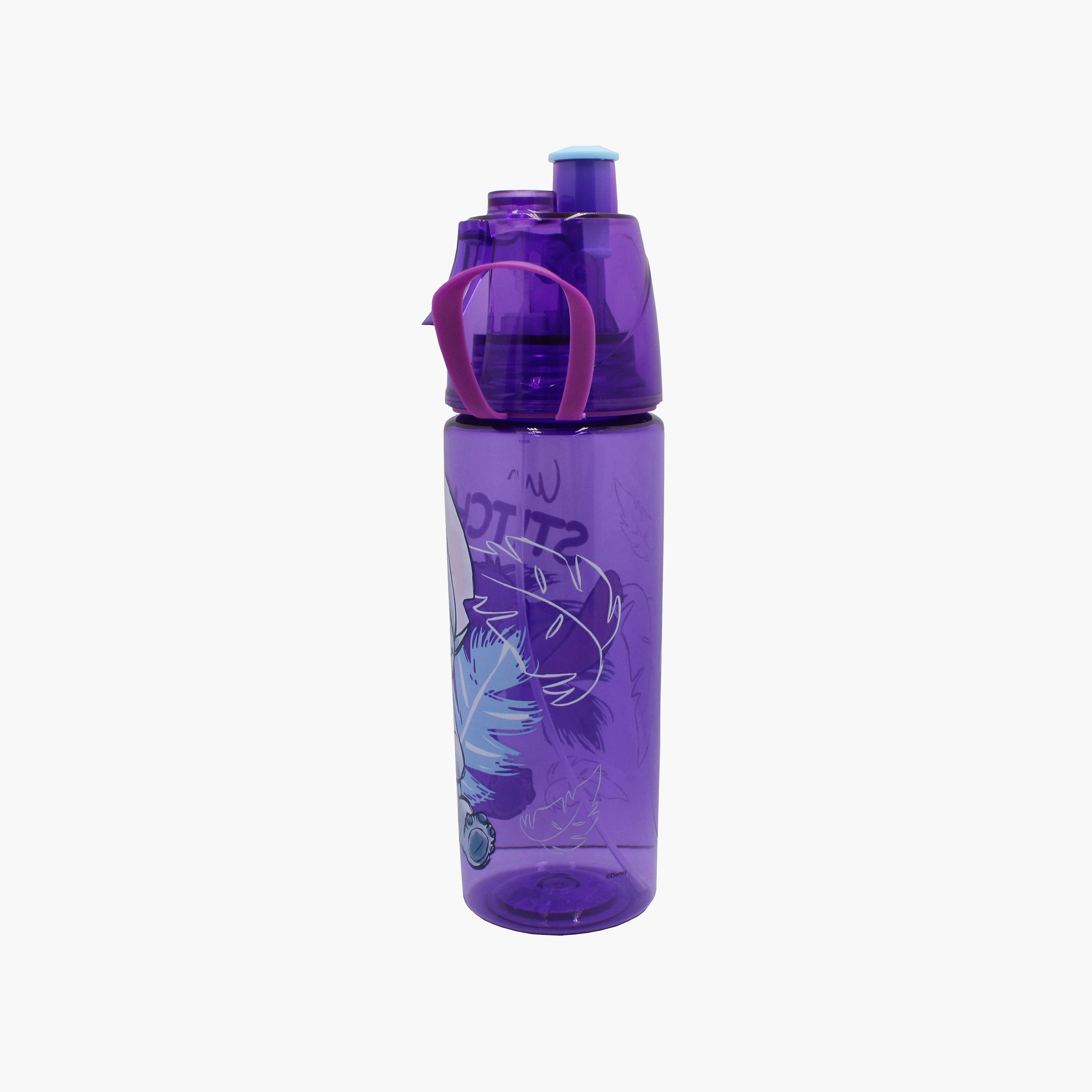 زجاجة ماء بولي بروبيلين بغطاء قابل للطي وحبل حمل برسمة ستيتش من ديزني - 600 مل-school-waterbottles-image-5