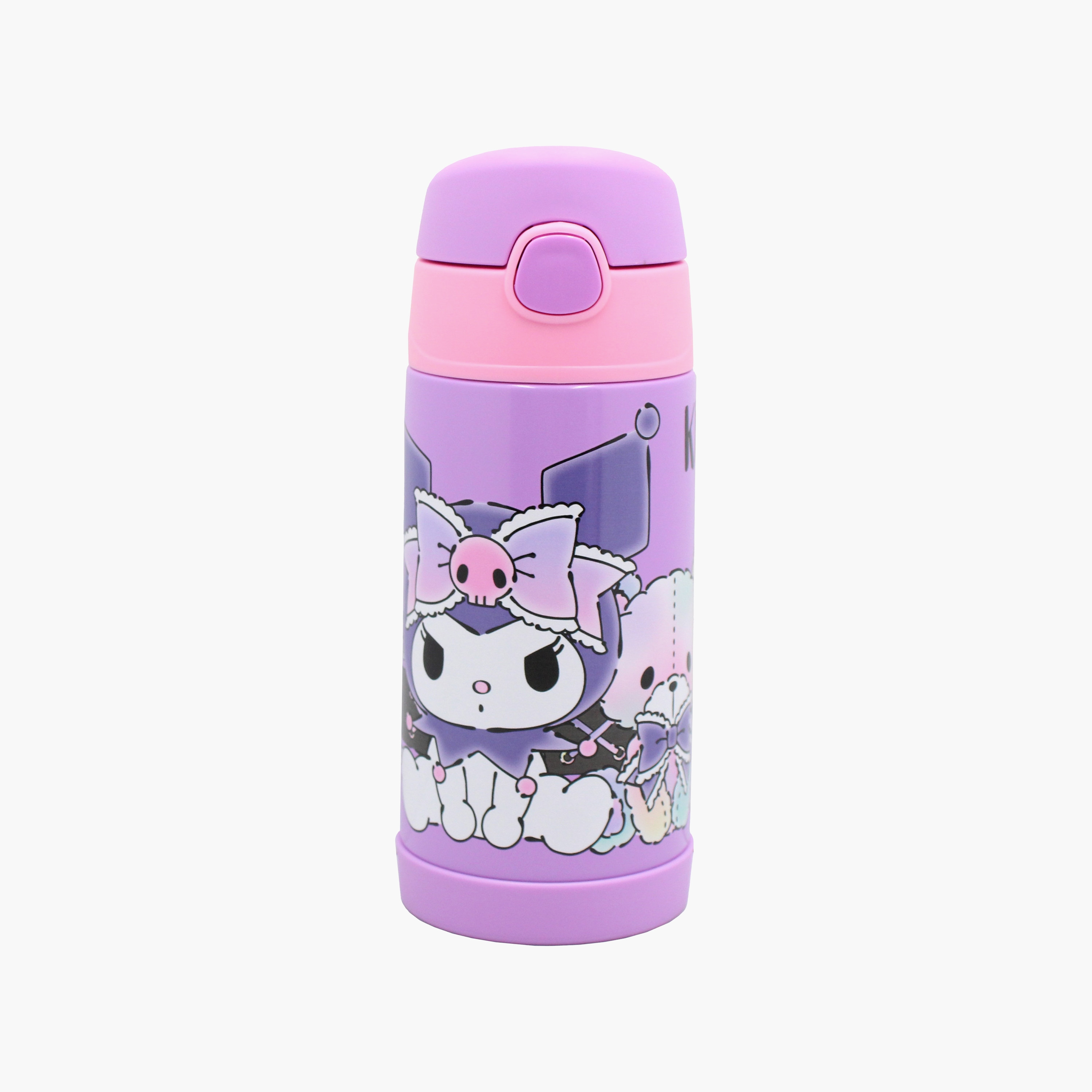 Sanrio Kuromi Stainless Steel Water Bottle with Flip-Top Spout & BPA Free - 350 ml-school-waterbottles-image-1